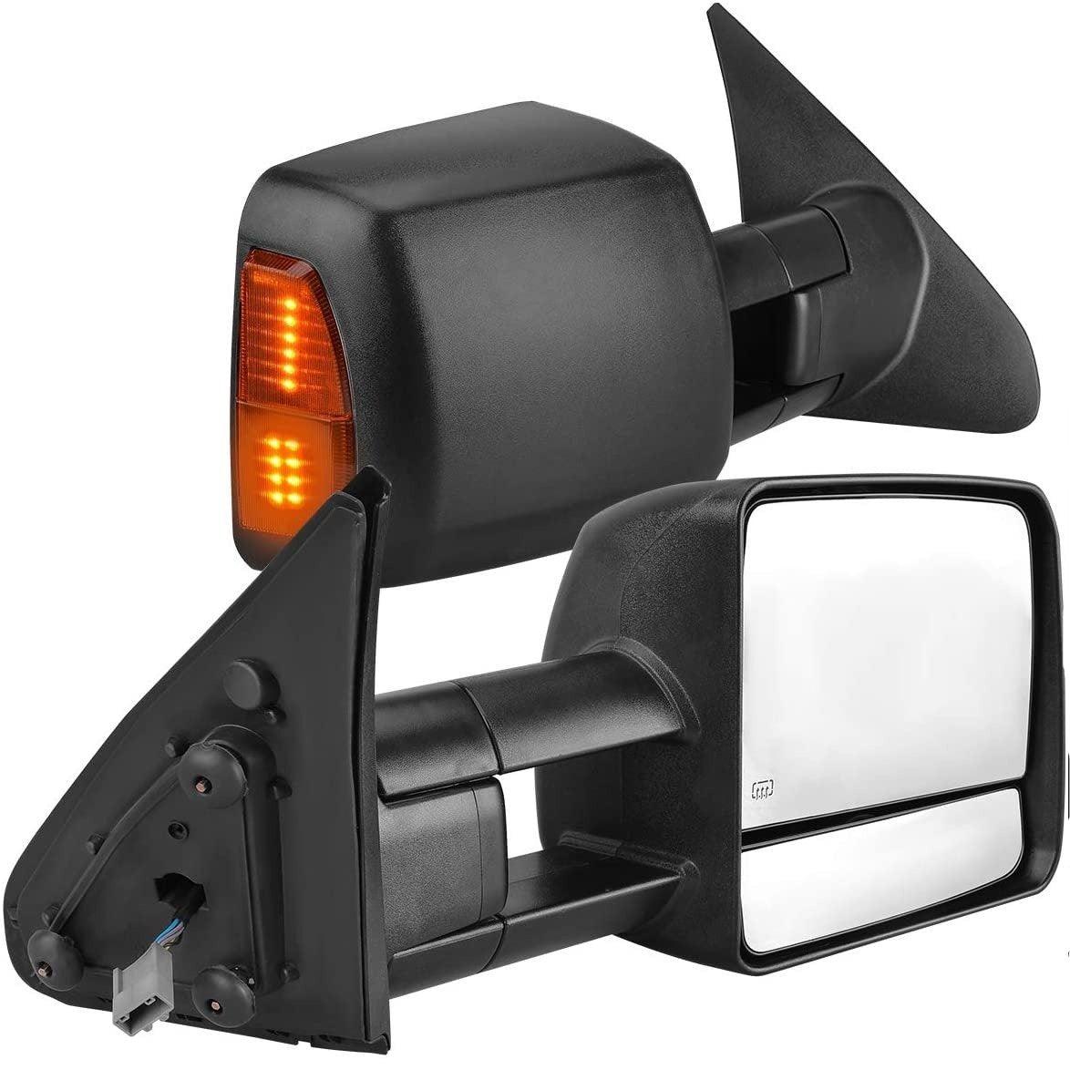 YITAMOTOR Tow Mirrors For 07-17 Toyota Tundra, Power Heated Rear View Mirrors, Extending and Folding w/ Turn Signal