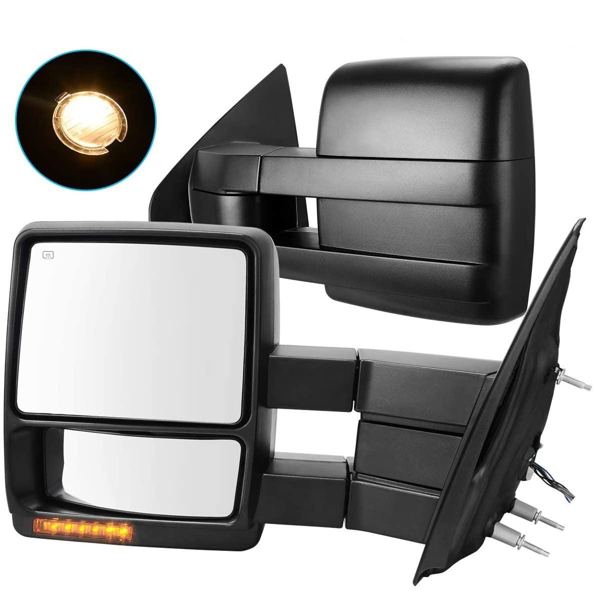 YITAMOTOR Towing Mirrors for 07-14 Ford F150 Truck, Trailer Mirrors w/Power Heated Glass Turn Signal and Puddle Lamp