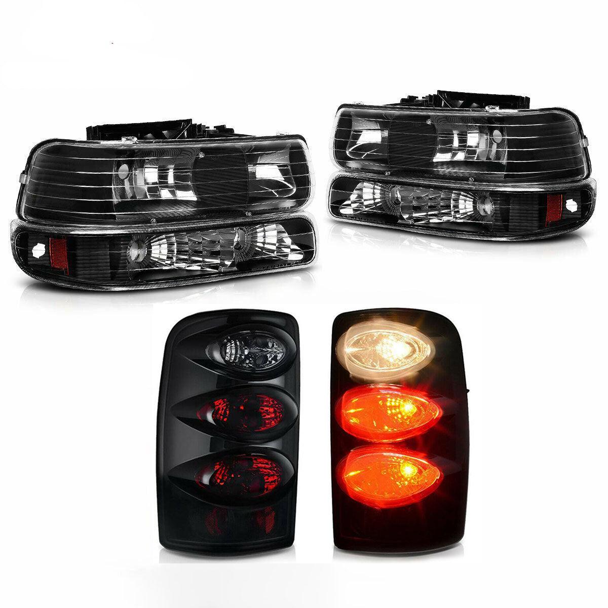 YITAMOTOR Headlight Set For 2000-2006 Chevy Suburban Tahoe Headlights Lamps + Tail Lights Pair