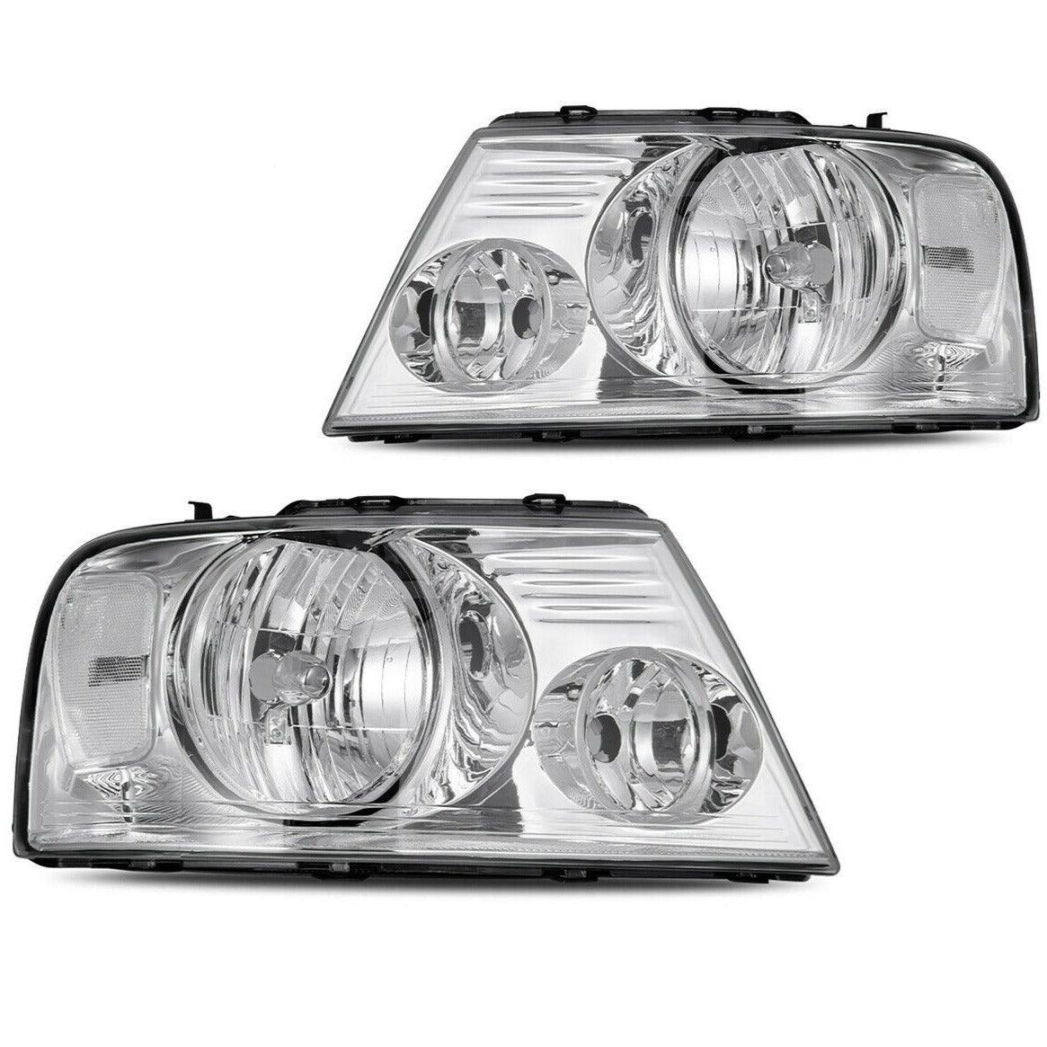 YITAMOTOR 2004-2008 Ford F-150 F150 Headlights Assembly Chrome Housing Clear Side Pair