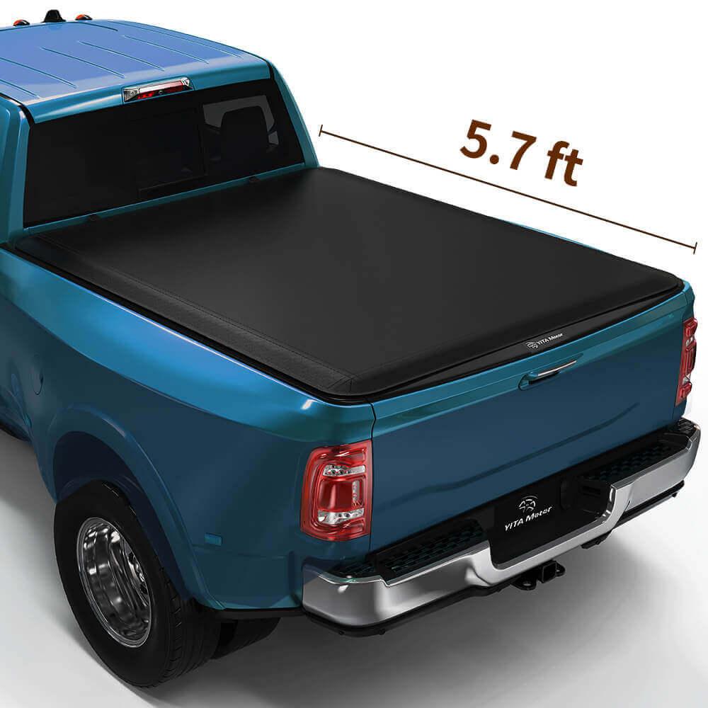 YITAMOTOR 2009-2025 Ram 1500 Classic/New body, Fleetside 5.7ft Bed Soft Tri-Fold Truck Bed Tonneau Cover Without Rambox