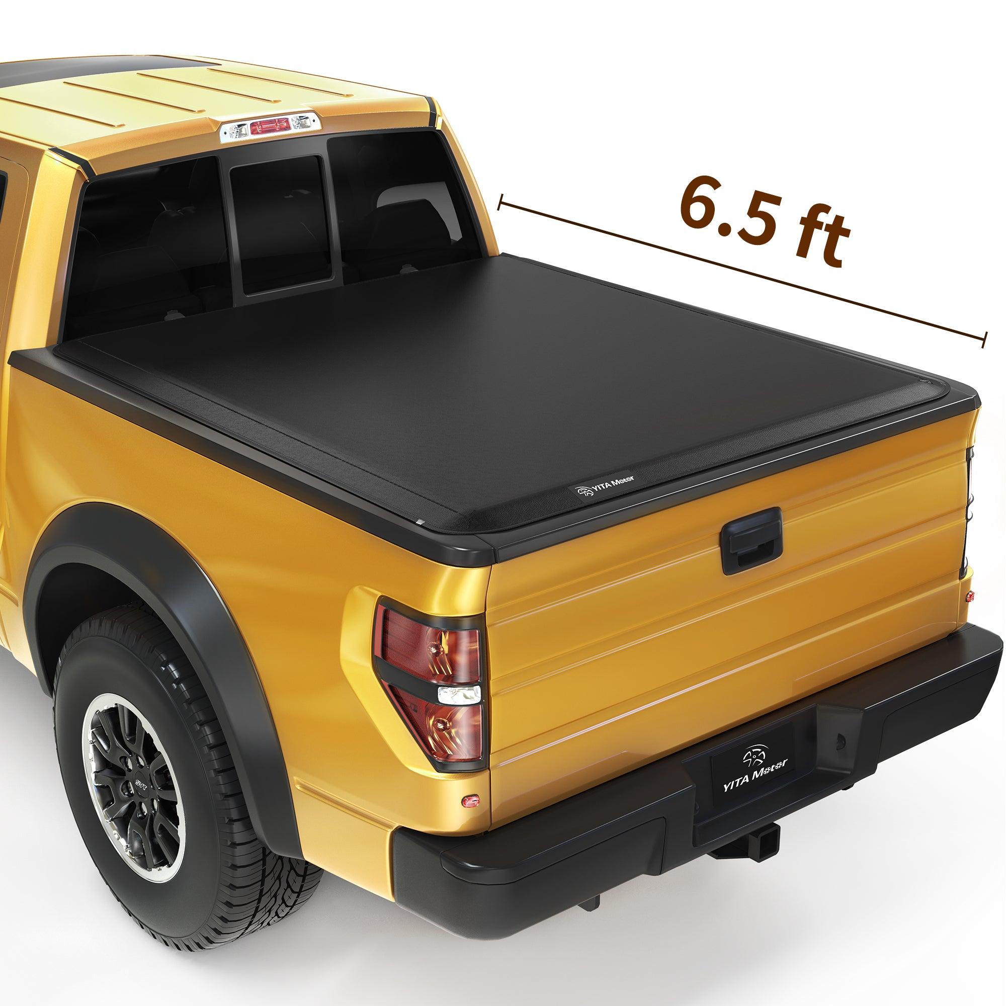 YITAMOTOR 2009-2014 Ford F-150 (Excl. Raptor Series) 6.5 ft Bed Soft Roll Up Truck Bed Tonneau Cover