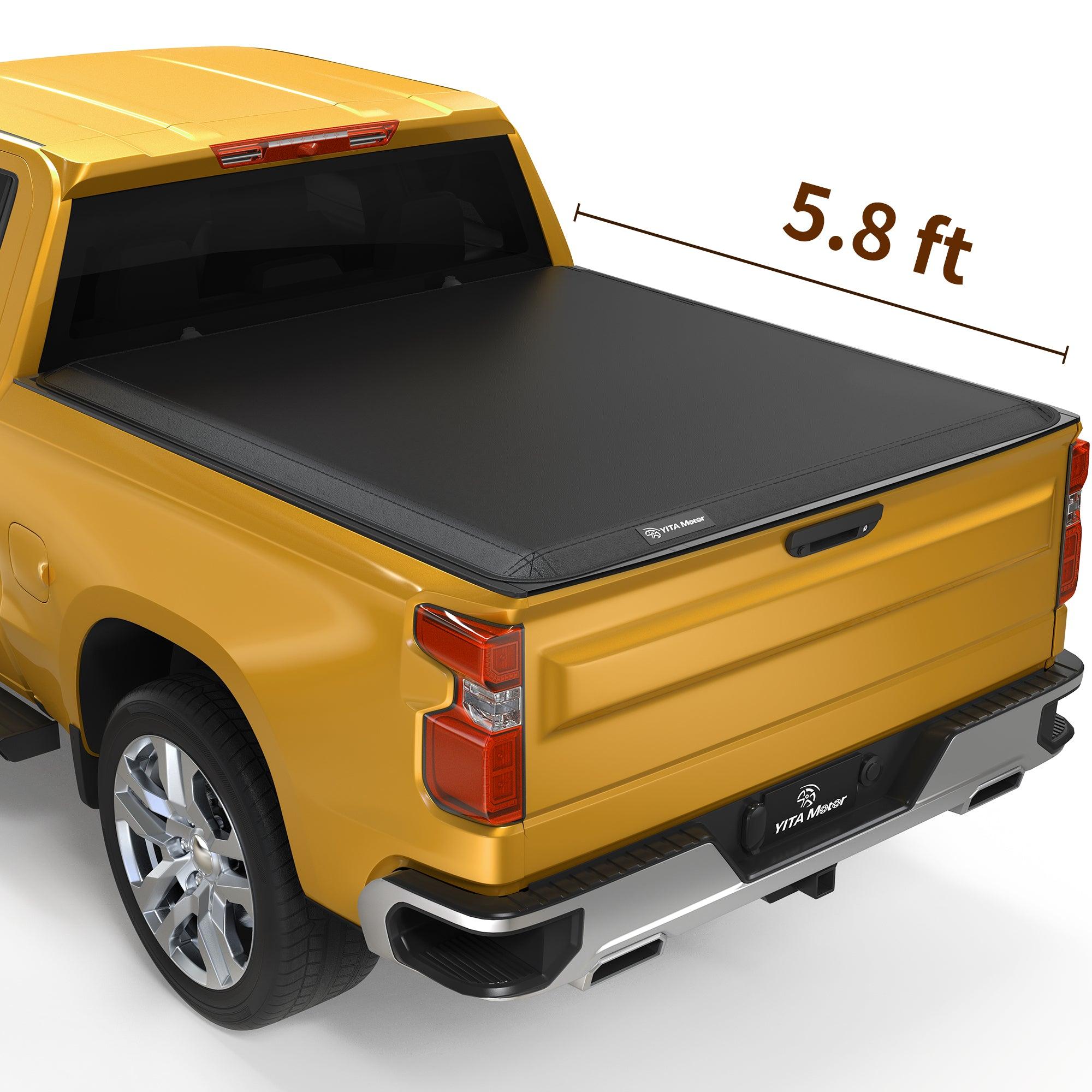 YITAMOTOR 2019-2024 Chevy Silverado/ GMC Sierra 1500, Fleetside 5.8 ft BedSoft Tri fold Truck Bed Tonneau Cover