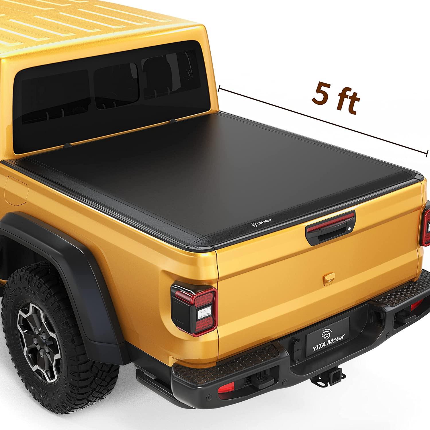 YITAMOTOR Soft Tri-fold 2020-2024 Jeep Gladiator, Fleetside 5 ft Bed Truck Bed Tonneau Cover