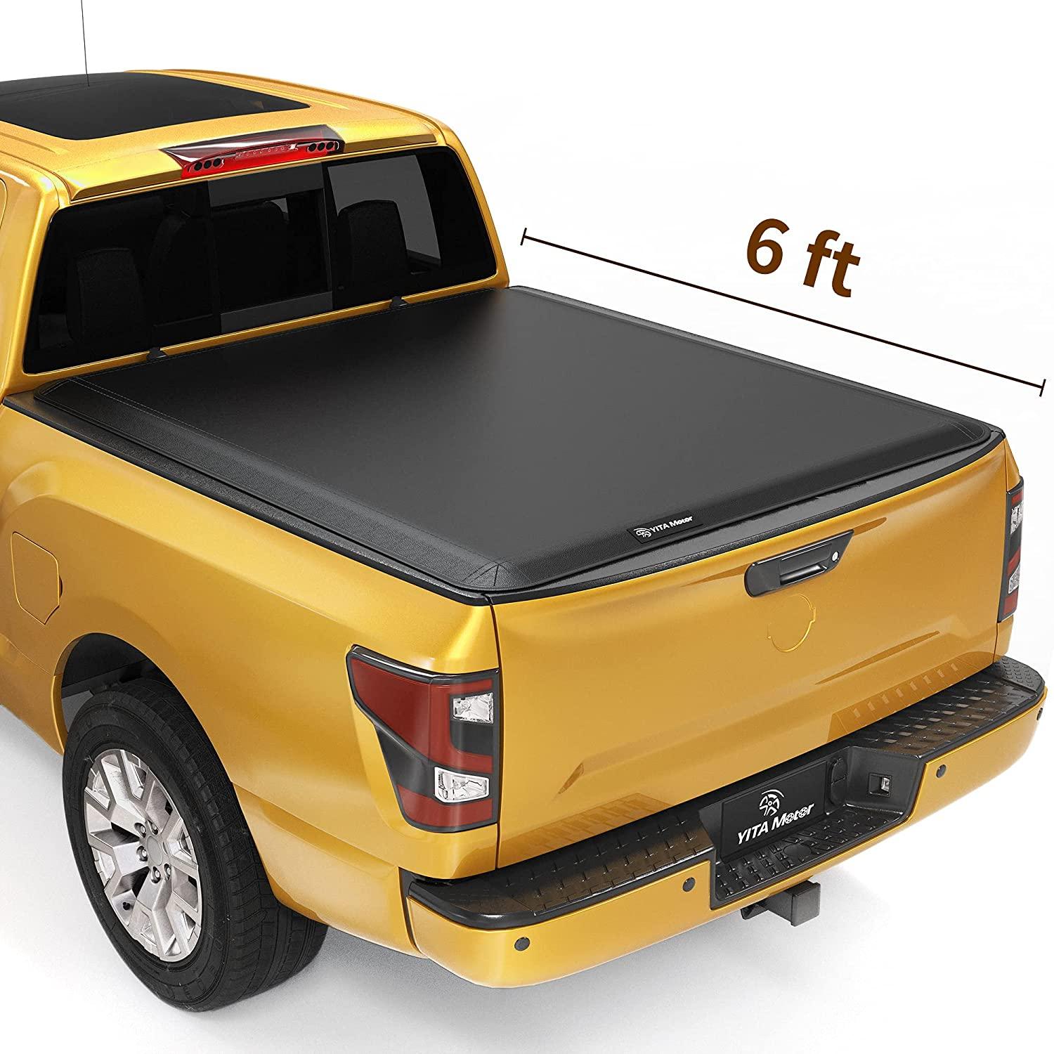 YITAMOTOR Soft Tri-fold 2005-2021 Nissan Frontier with Utility Track Rail, Fleetside 6 ft Bed Truck Bed Tonneau Cover