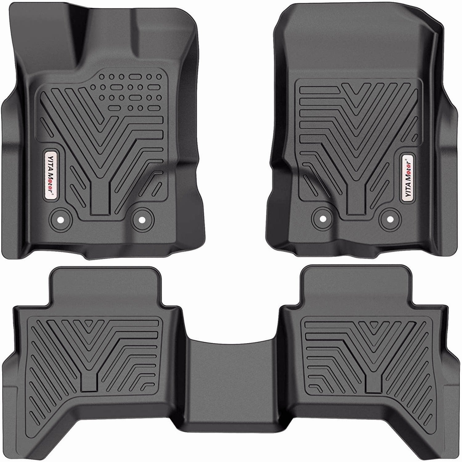 YITAMOTOR 19-23 Ford Ranger Supercrew Cab Floor Mats, Custom Fit Black TPE Floor Liners 1st & 2nd Row All-Weather Protection