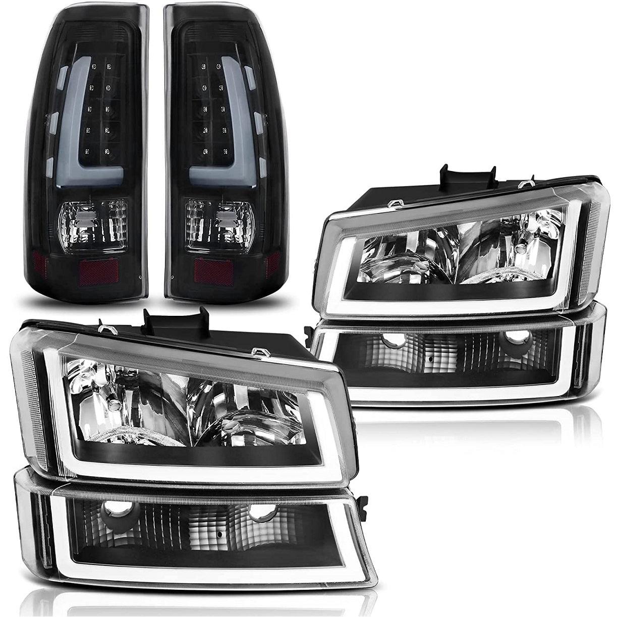 YITAMOTOR LED 2007 Silverado Classic 2003-2006 Chevy Silverado Replacement Clear Lens Headlamps + Taillights