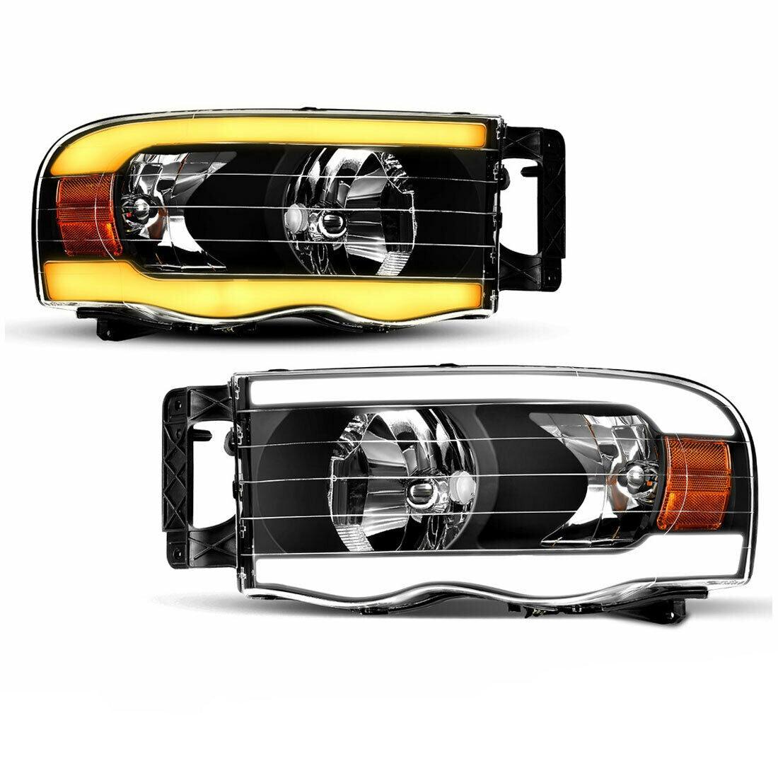 YITAMOTOR LED Tube 2002-2005 Dodge Ram 1500 Headlamp Switchback Headlights Assembly