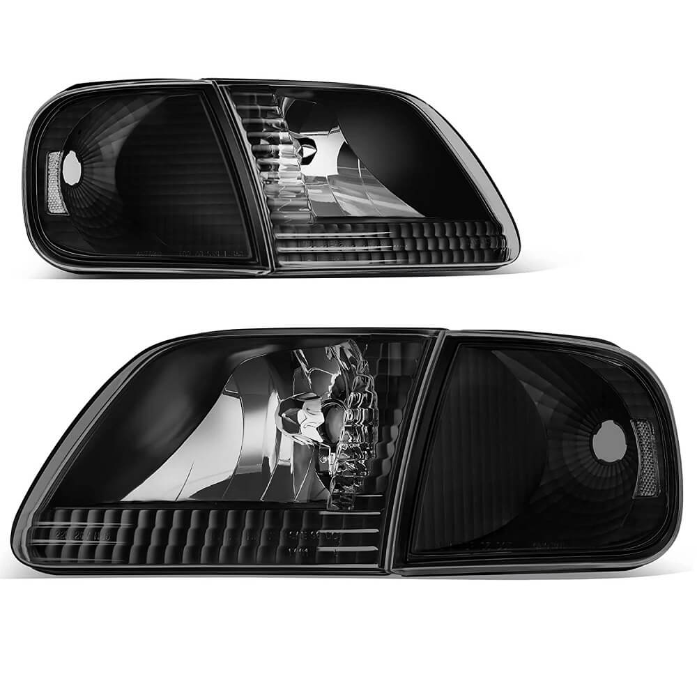 YITAMOTOR 97-03 Ford F-150 / 97-02 Ford Expedition Pickup Headlight Assembly Black Housing Smoke Lens