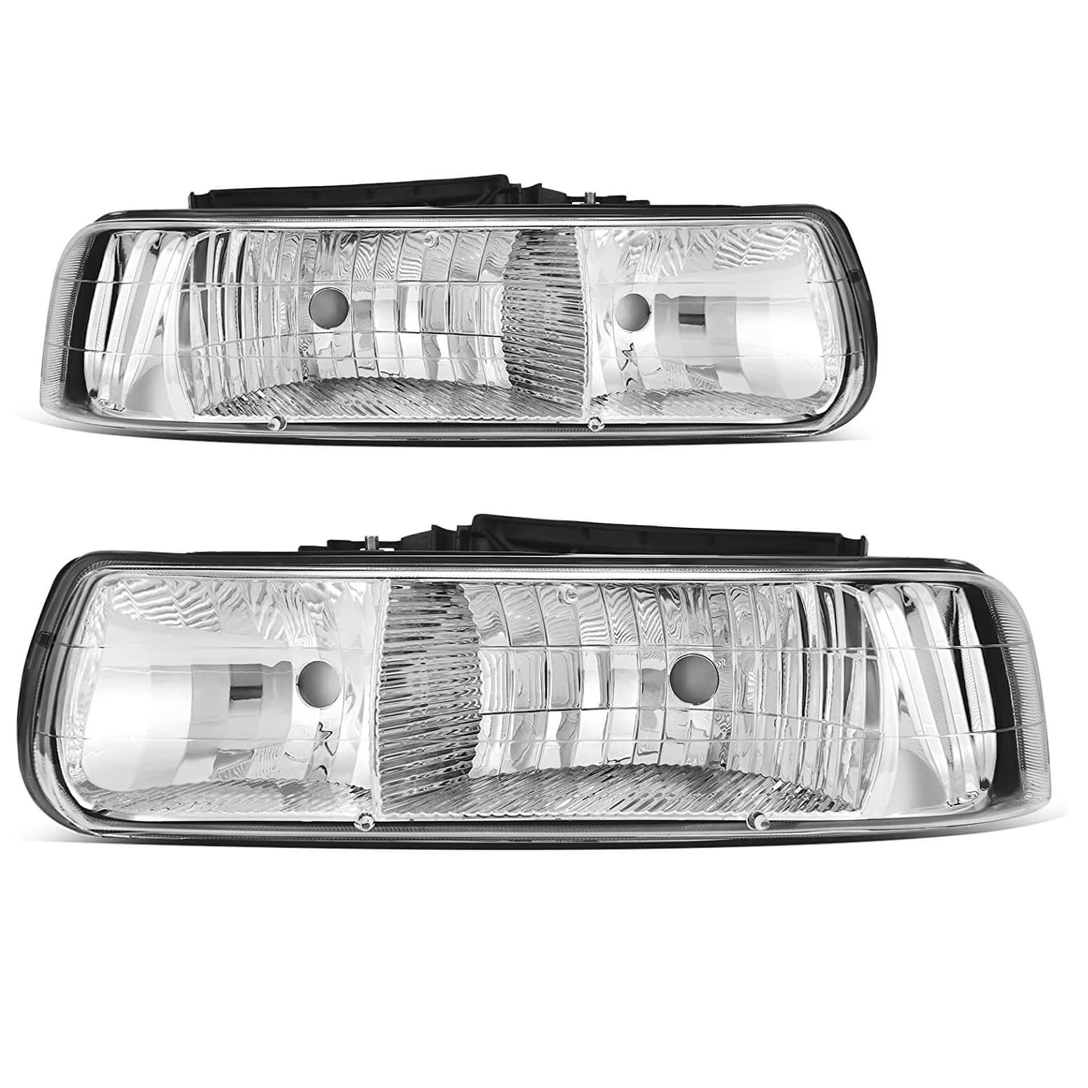 YITAMOTOR 1999-2002 Chevy Silverado / 2000-2006 Tahoe Suburban Headlight Assembly without Bumper Lights Chrome Housing