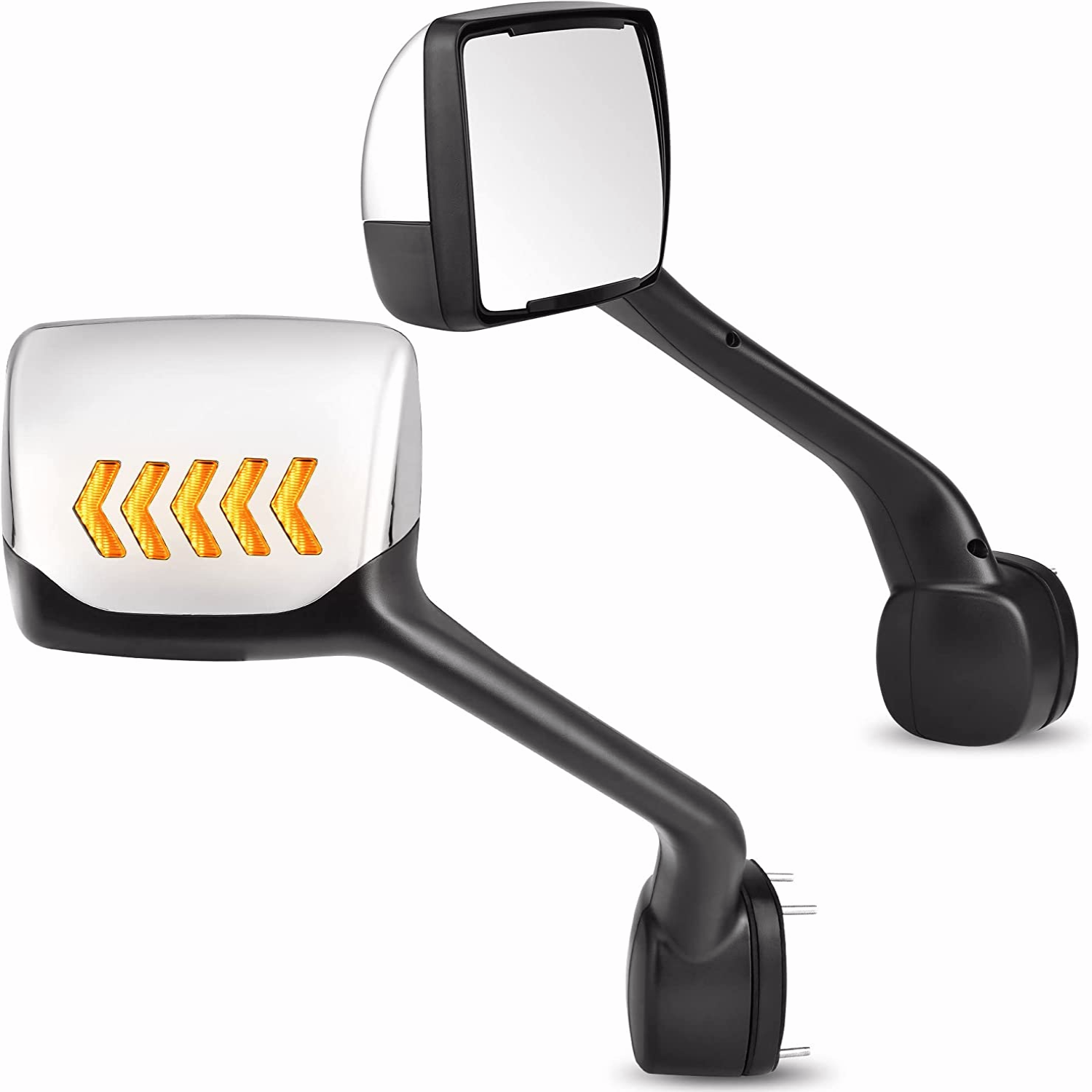 YITAMOTOR 2011-2021 Kenworth T680, 2013-2021 Peterbilt 579, 2011-2018 Peterbilt 587 Hood Mirror with Turn Signal Lights