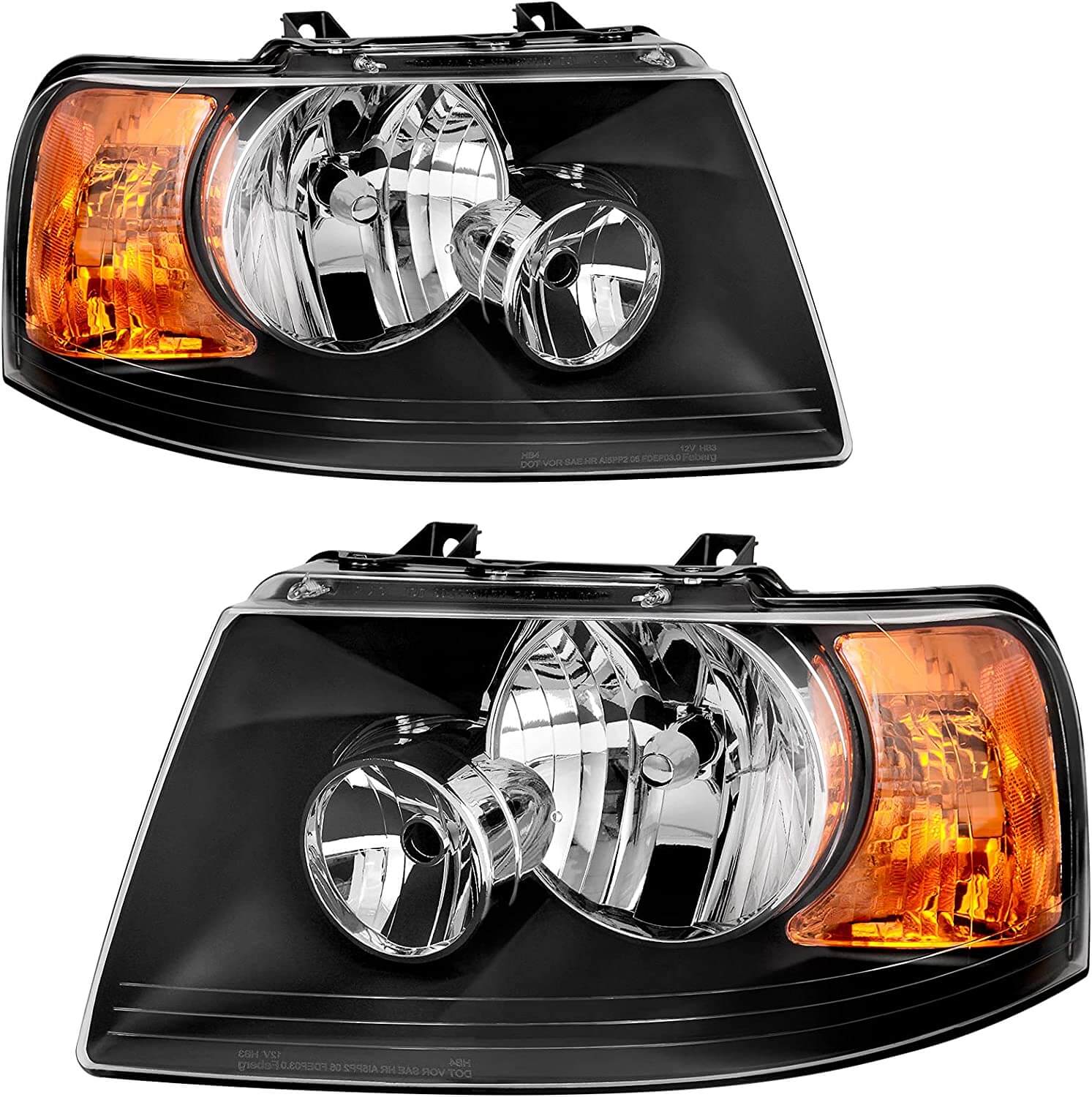 YITAMOTOR Pair 2003-2006 Ford Expedition Headlight Assembly Black Housing Clear Lens