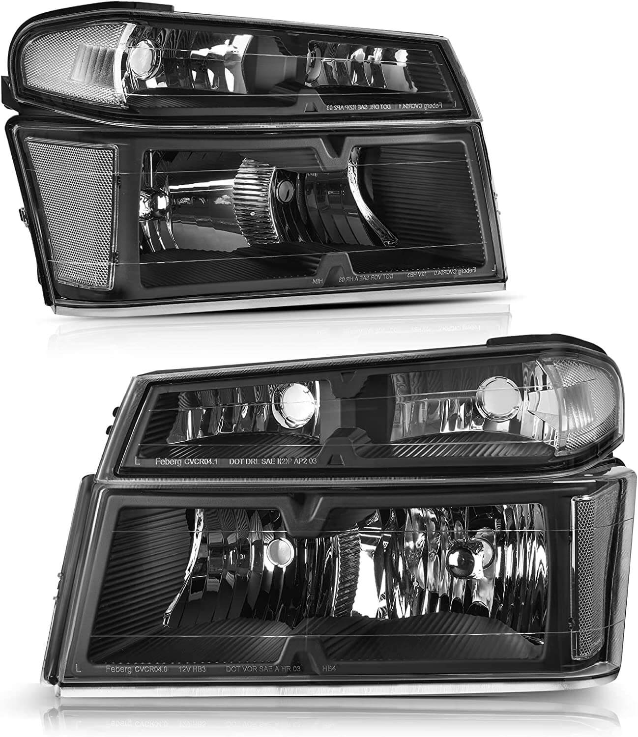 YITAMOTOR 2004-2012 Chevy Colorado/ 04-12 GMC Canyon / 2006-2008 Isuzu i-Series Headlight Assembly Black Housing