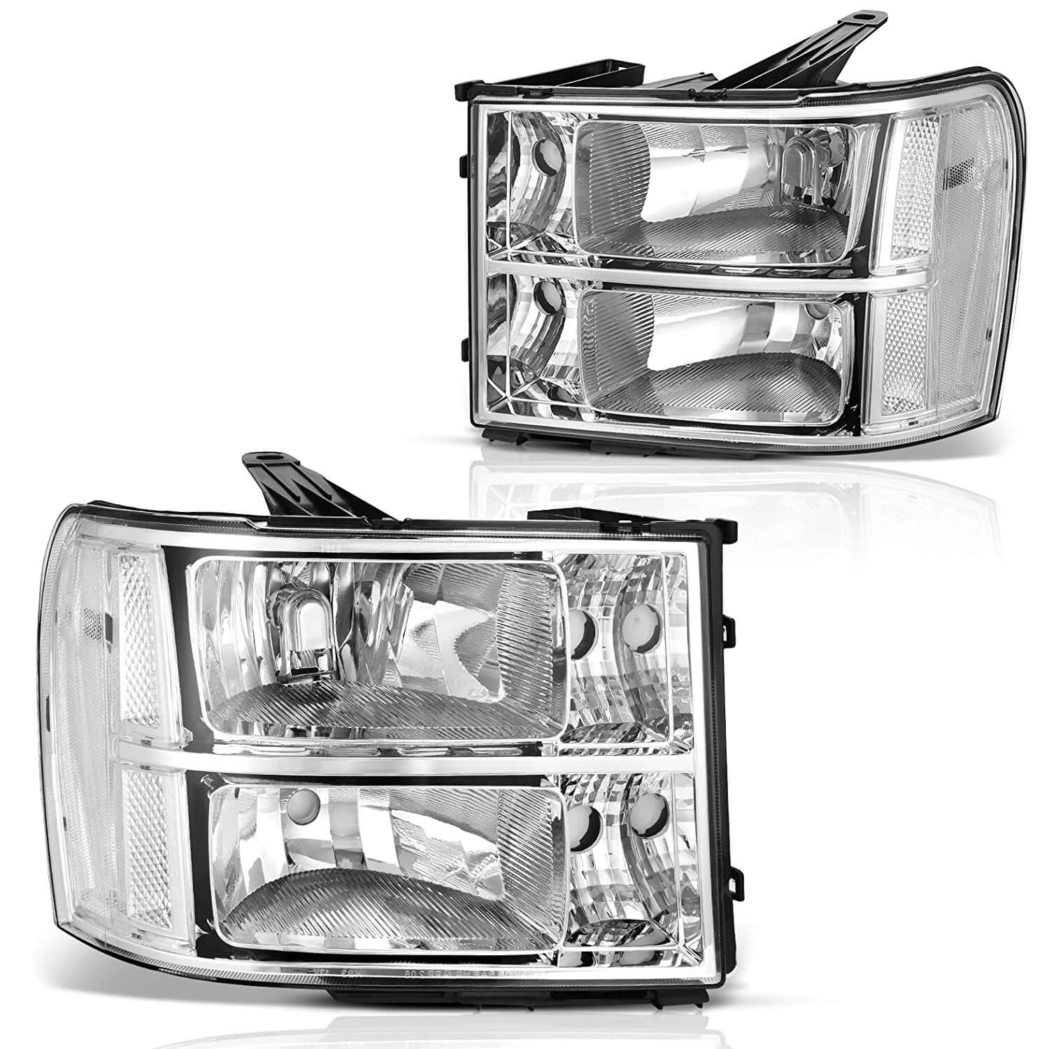 YITAMOTOR 2007-2013 GMC Sierra 1500 Chrome Housing Clear Lens Headlight Assembly