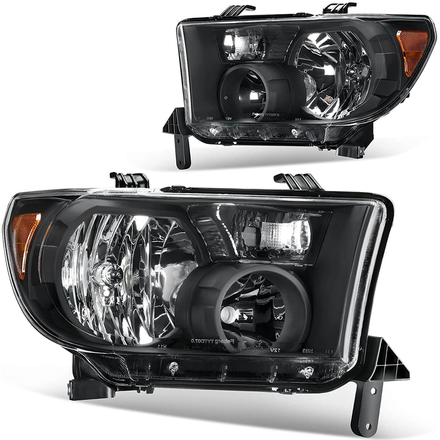 YITAMOTOR 2007-2013 Toyota Tundra / 2008-2017 Toyota Sequoia Headlight Assembly Black Housing Clear Lens