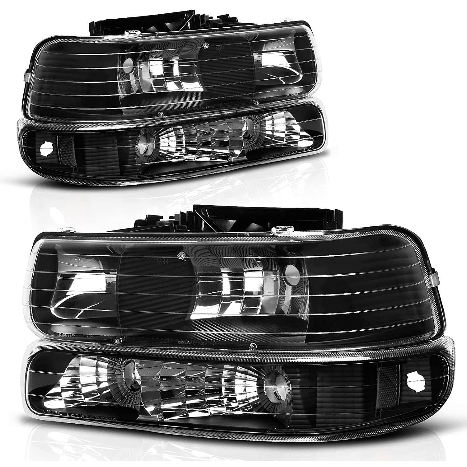 YITAMOTOR 1999-2002 Chevy Silverado / 2000-2006 Tahoe Suburban Headlight Assembly Clear Reflector