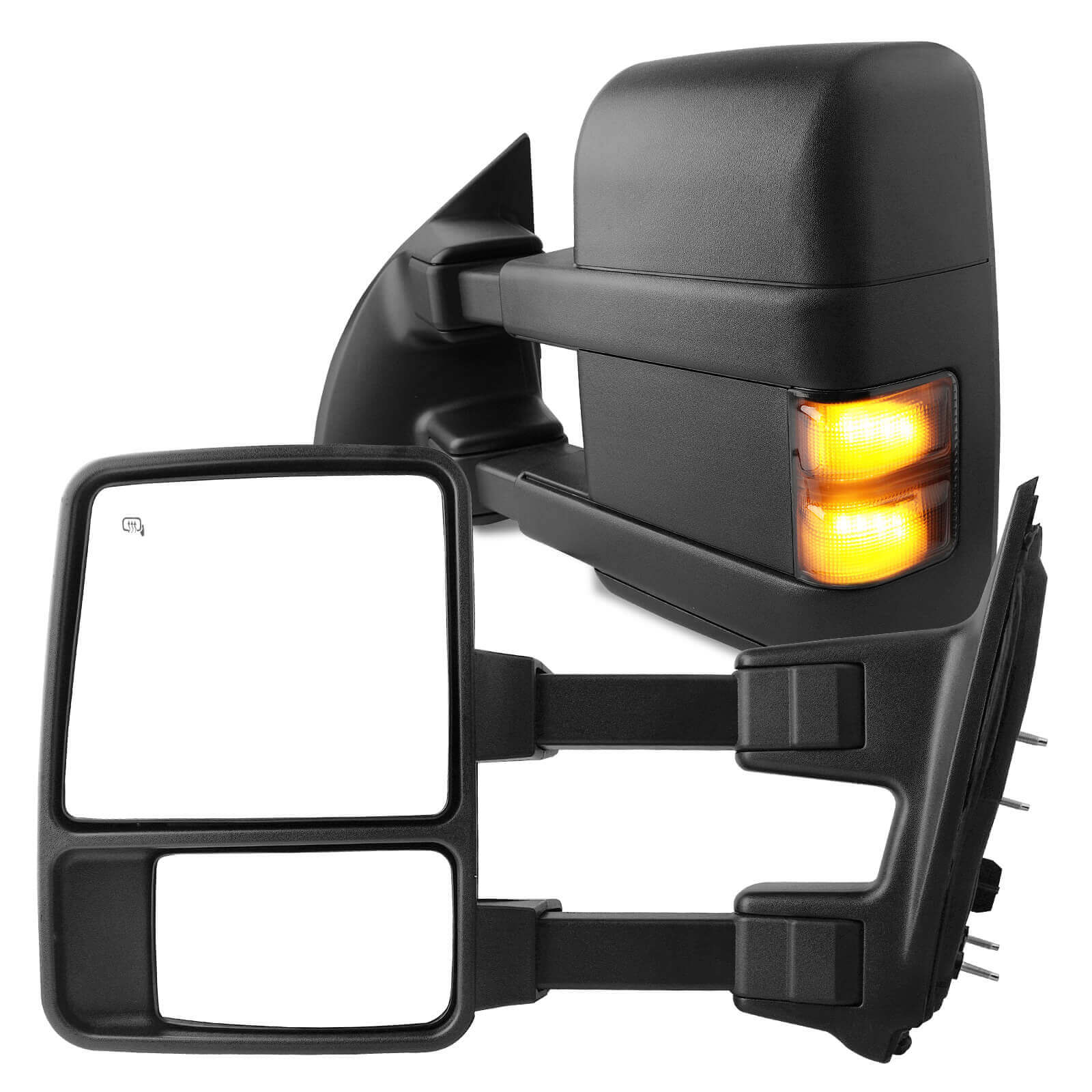 YITAMOTOR 08-16 Ford F250 F350 Super Duty Powered Heated Extendable Tow Mirrors with LED Turn Signal