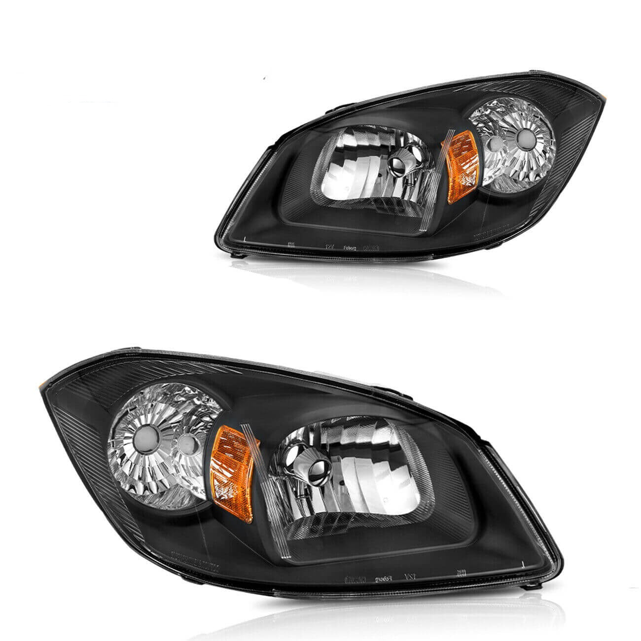 YITAMOTOR 2005-2010 Chevy Cobalt / 2005-2006 Pontiac Pursuit Headlights Assembly Black Housing Amber Reflector Clear Lens