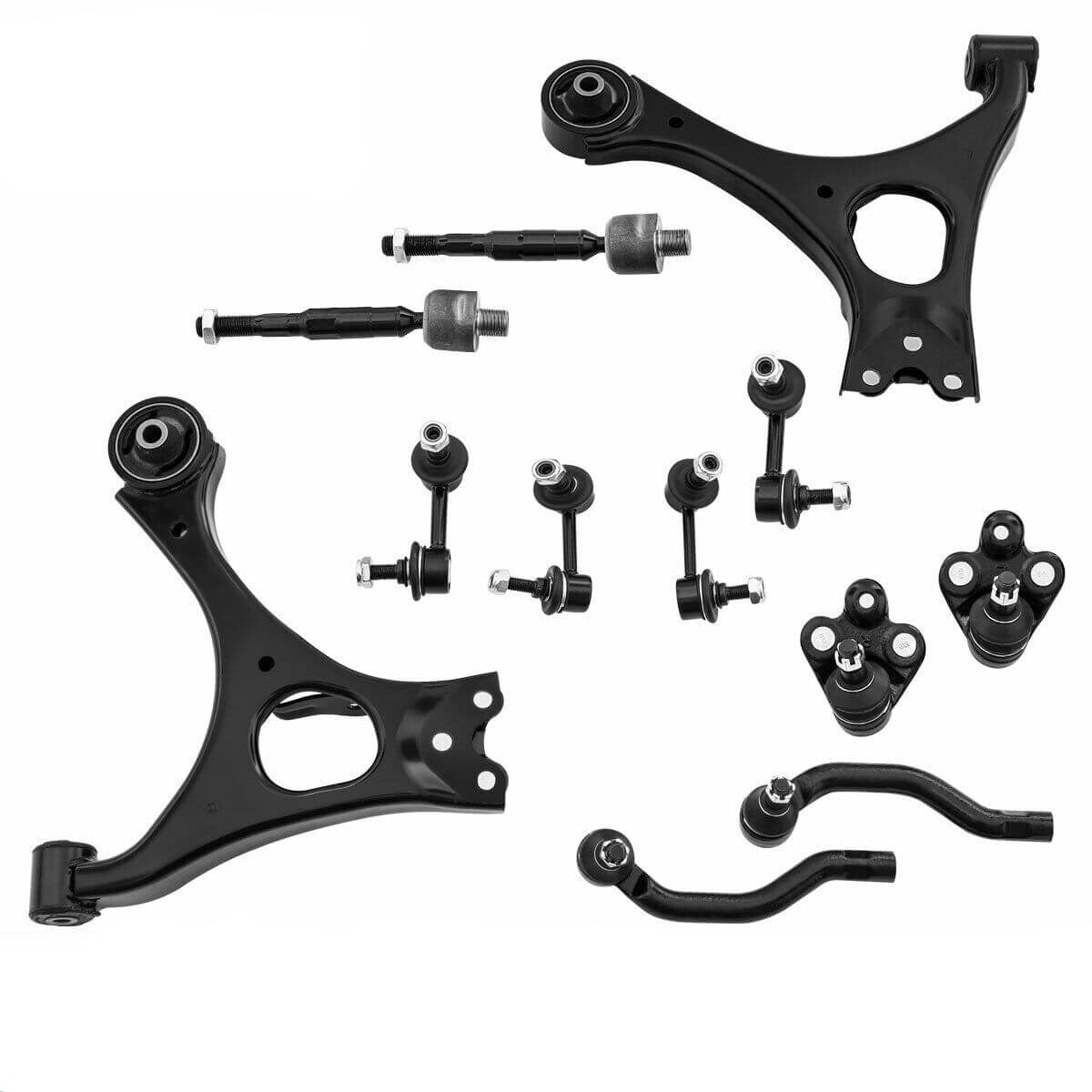 YITAMOTOR 2006-2011 Civic 1.8L Front Control Arm kit -w/Ball Joint, Tie Rod, Sway bar End Link Assembly