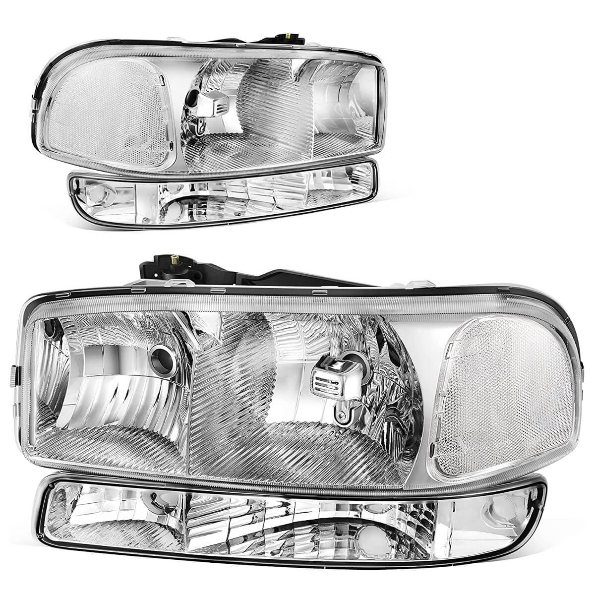 YITAMOTOR 1999-2006 GMC Sierra Yukon Headlight Assembly Chrome Clear