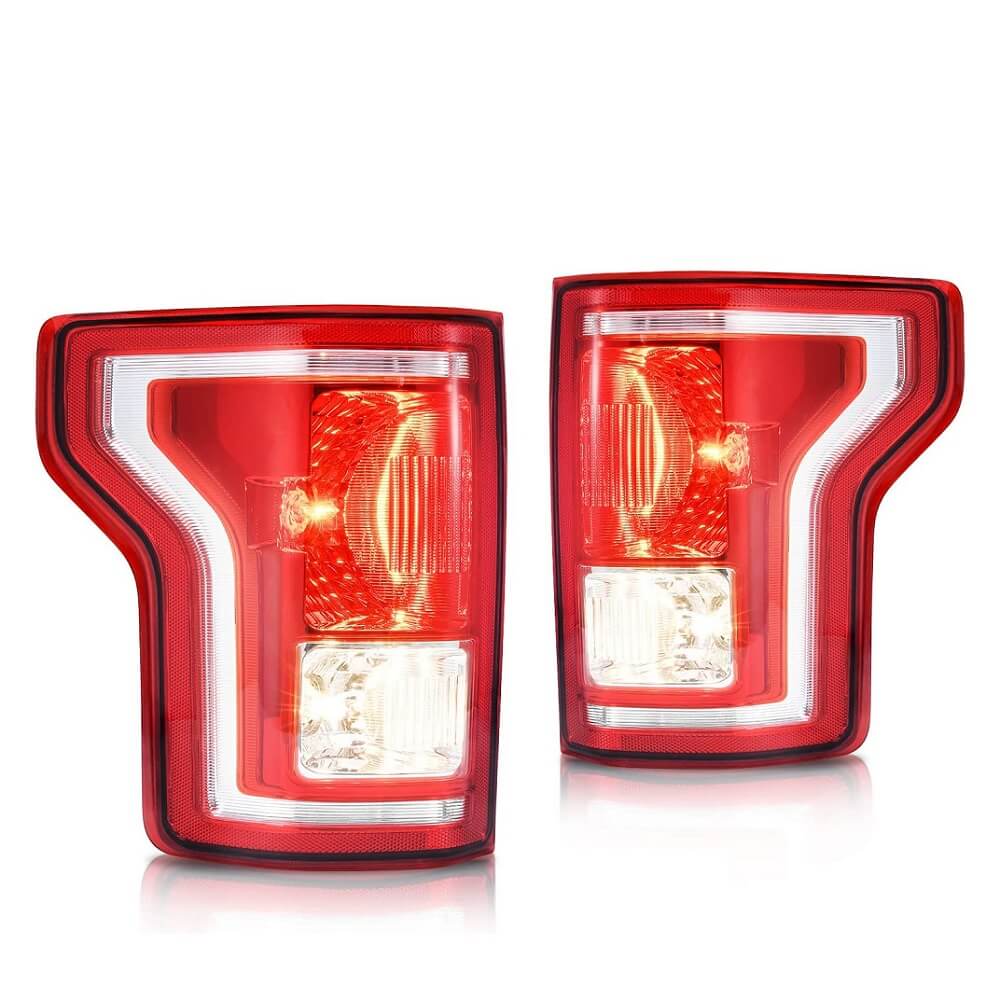 YITAMOTOR Halogen 2015-2017 Ford F-150 Tail Lights Assembly Red Clear Sold in Pairs