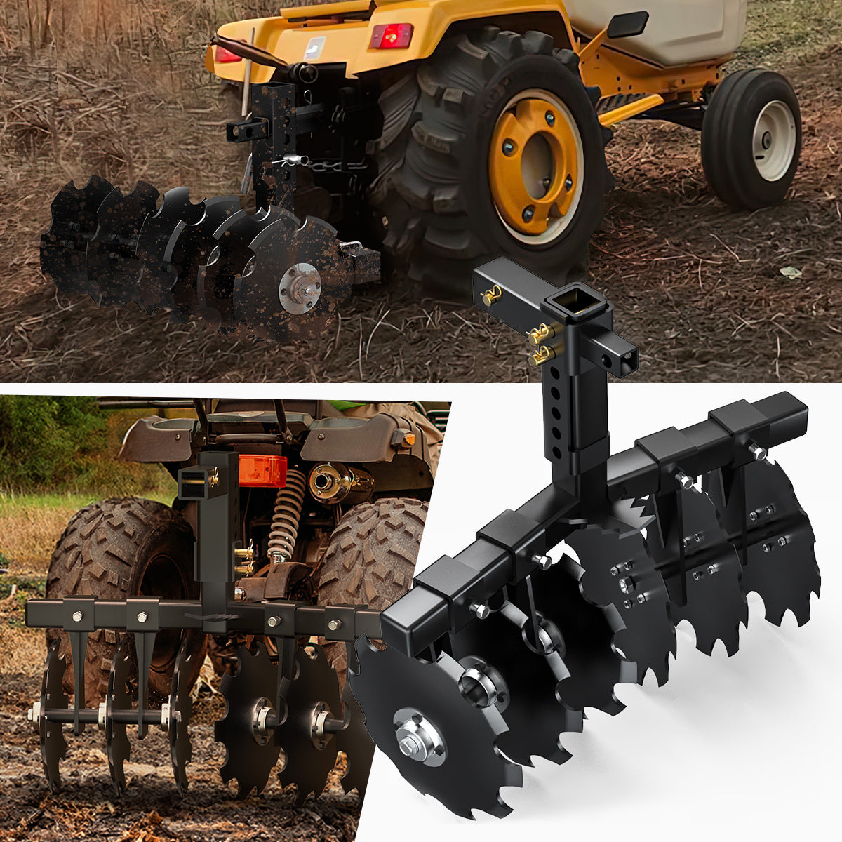 YITAMOTOR 28" Width Disc Plow Harrow with Universal 2" Receiver Mount for ATV/UTV, Black