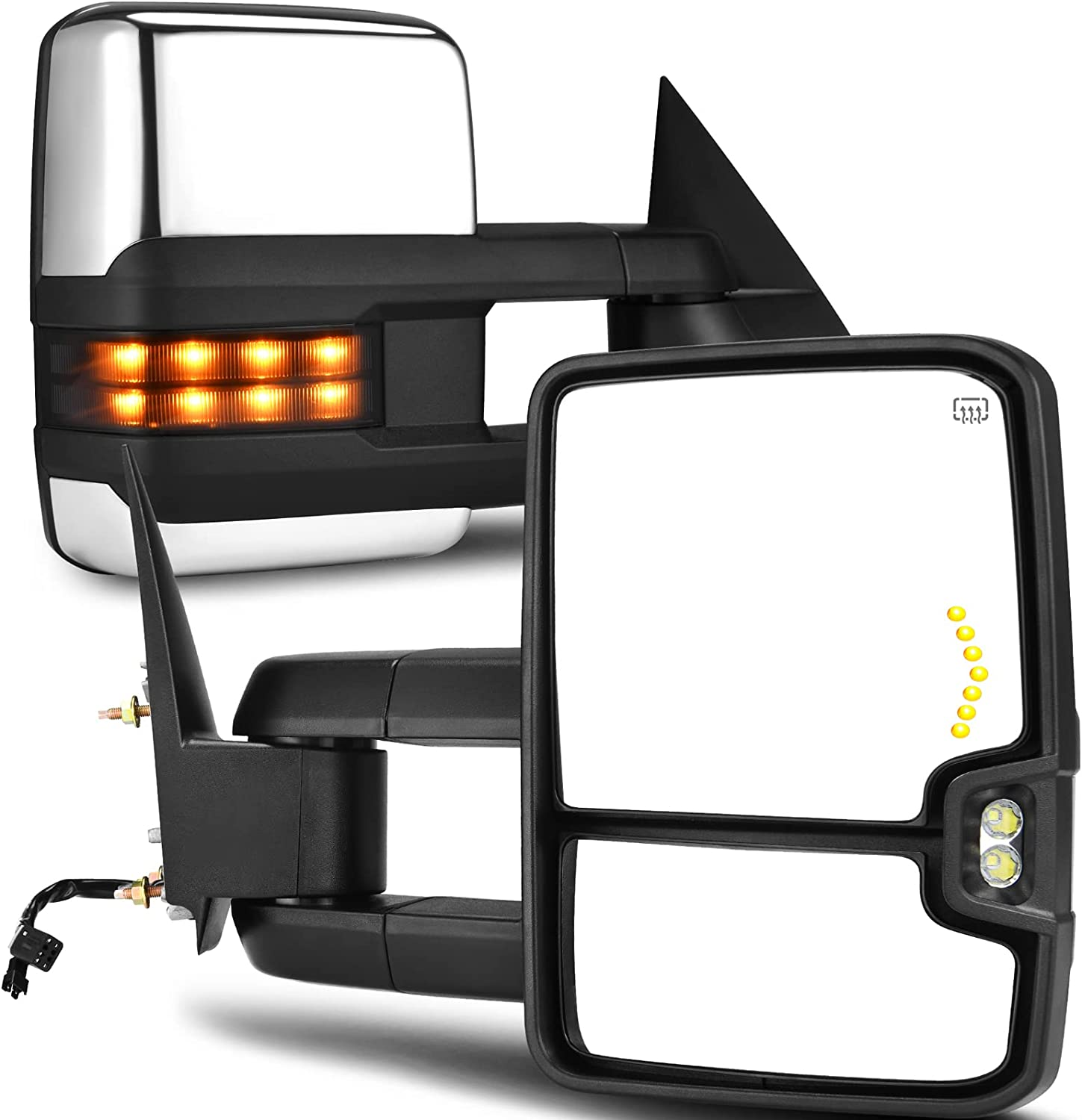 YITAMOTOR 1999-2002 Chevy Silverado Sierra 1500 2500, 2001-2002 GMC Yukon XL Denali Towing Mirrors with LED Turn Signal Light