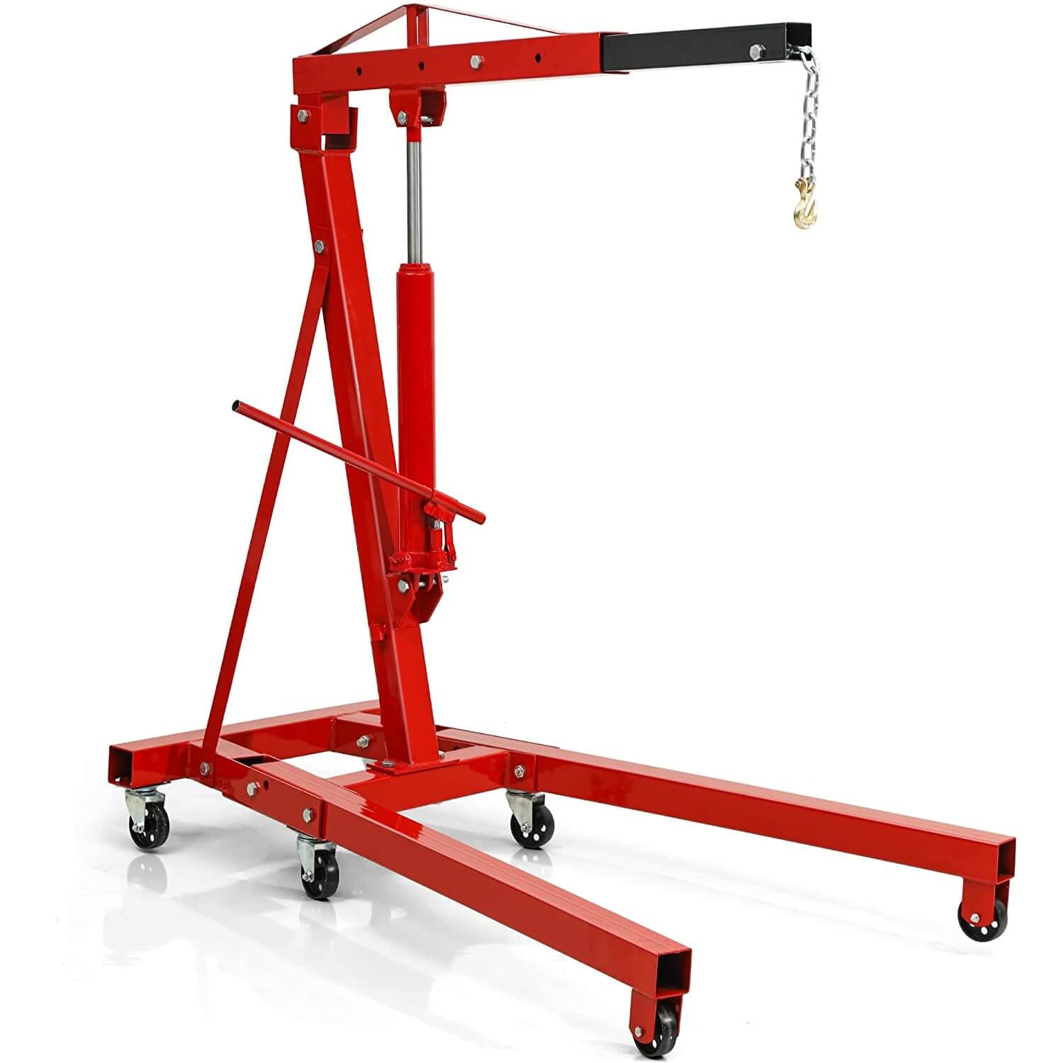 YITAMOTOR 2 Ton 4000lb Folding Engine Crane, Heavy Duty Shop Cherry Picker Hoist with Telescopic Boom