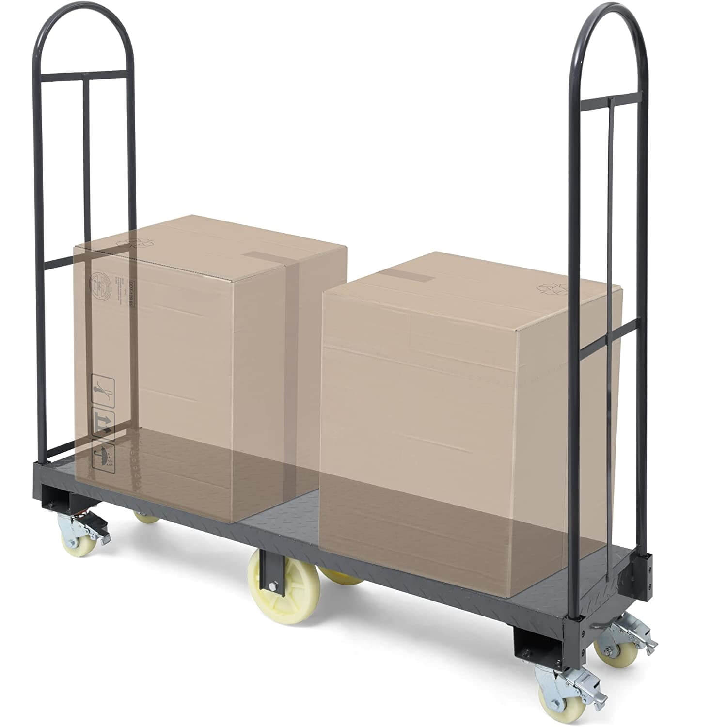 YITAMOTOR Heavy Duty Narrow Aisle U-Boat Platform Truck Dolly, 2000 Lbs Capacity with 4 Swivel Wheels