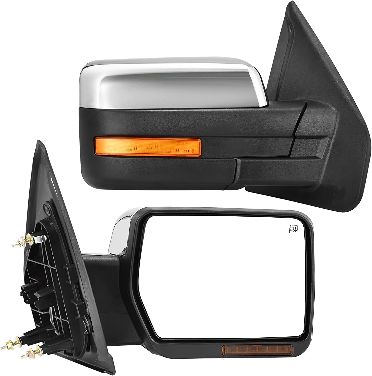 YITAMOTOR 2004-2014 Ford F150 Towing Mirrors Power Heated Mirror with Turn Signal and Puddle Light