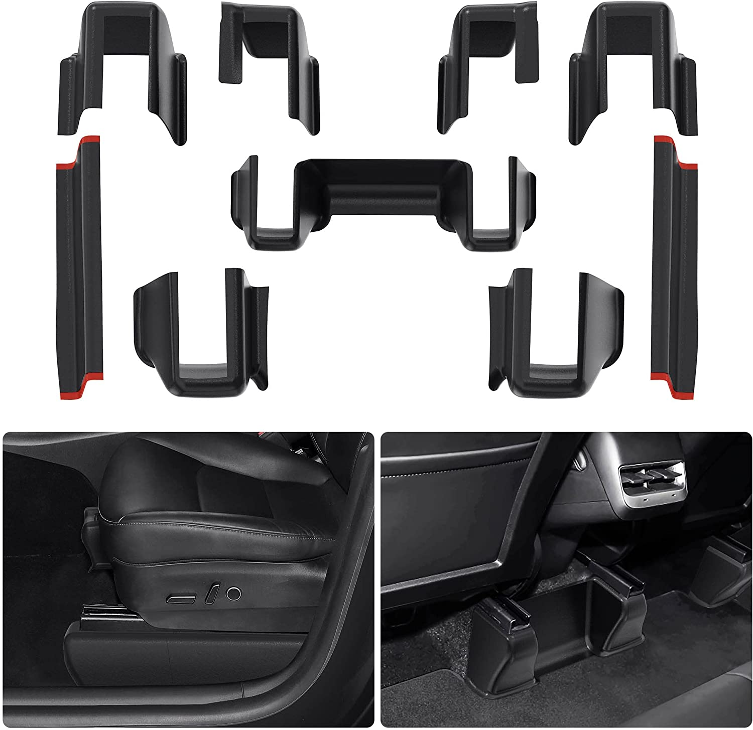 YITAMOTOR 2020-2024 Tesla Model Y Underseat Protector, ABS Front Rear Row Kick Cover Under Seat Slide Fleece Protector Accessories