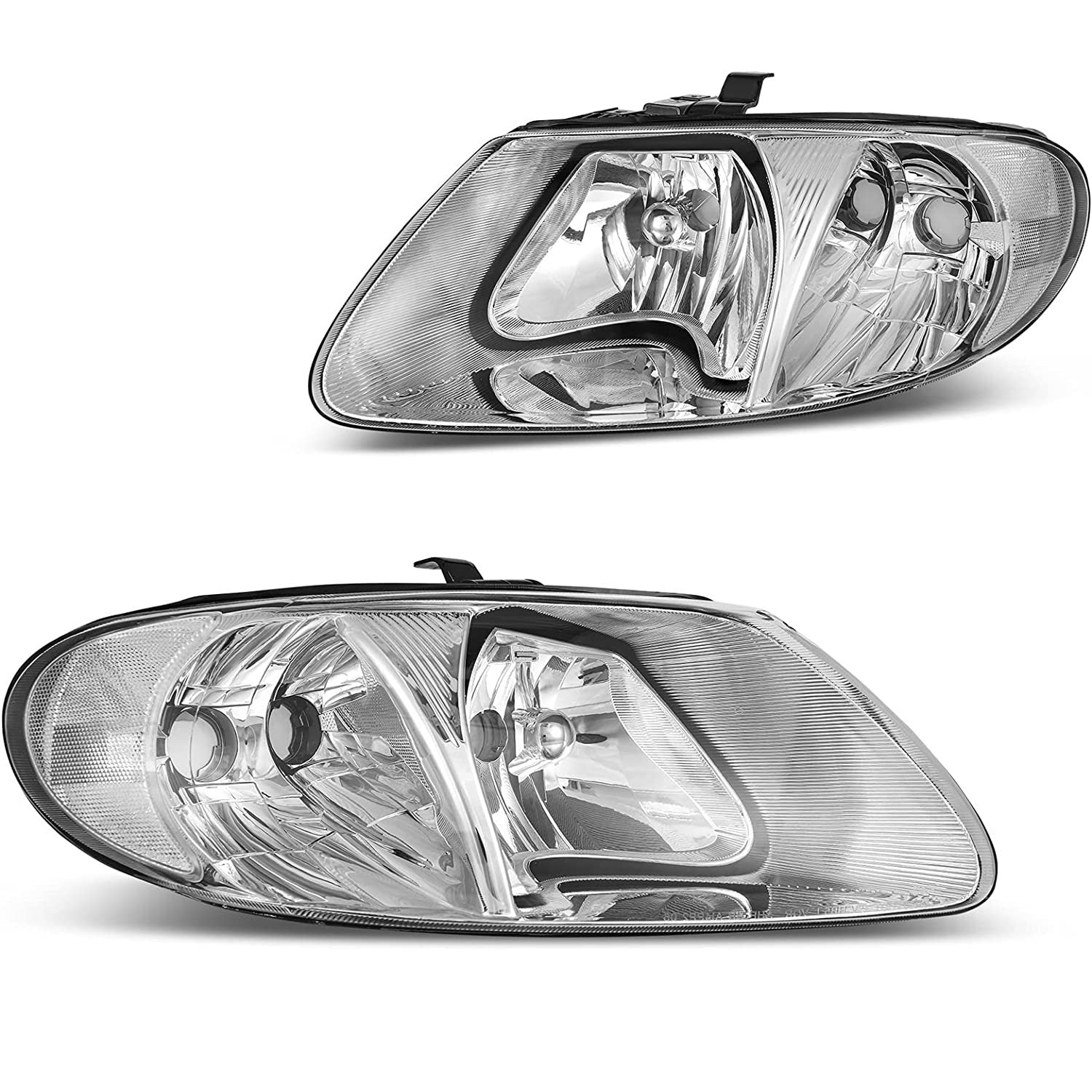 YITAMOTOR 2001-2007 Dodge Caravan / 01-04 Chrysler Town and Country Headlights Assembly Chrome Housing Clear Reflector