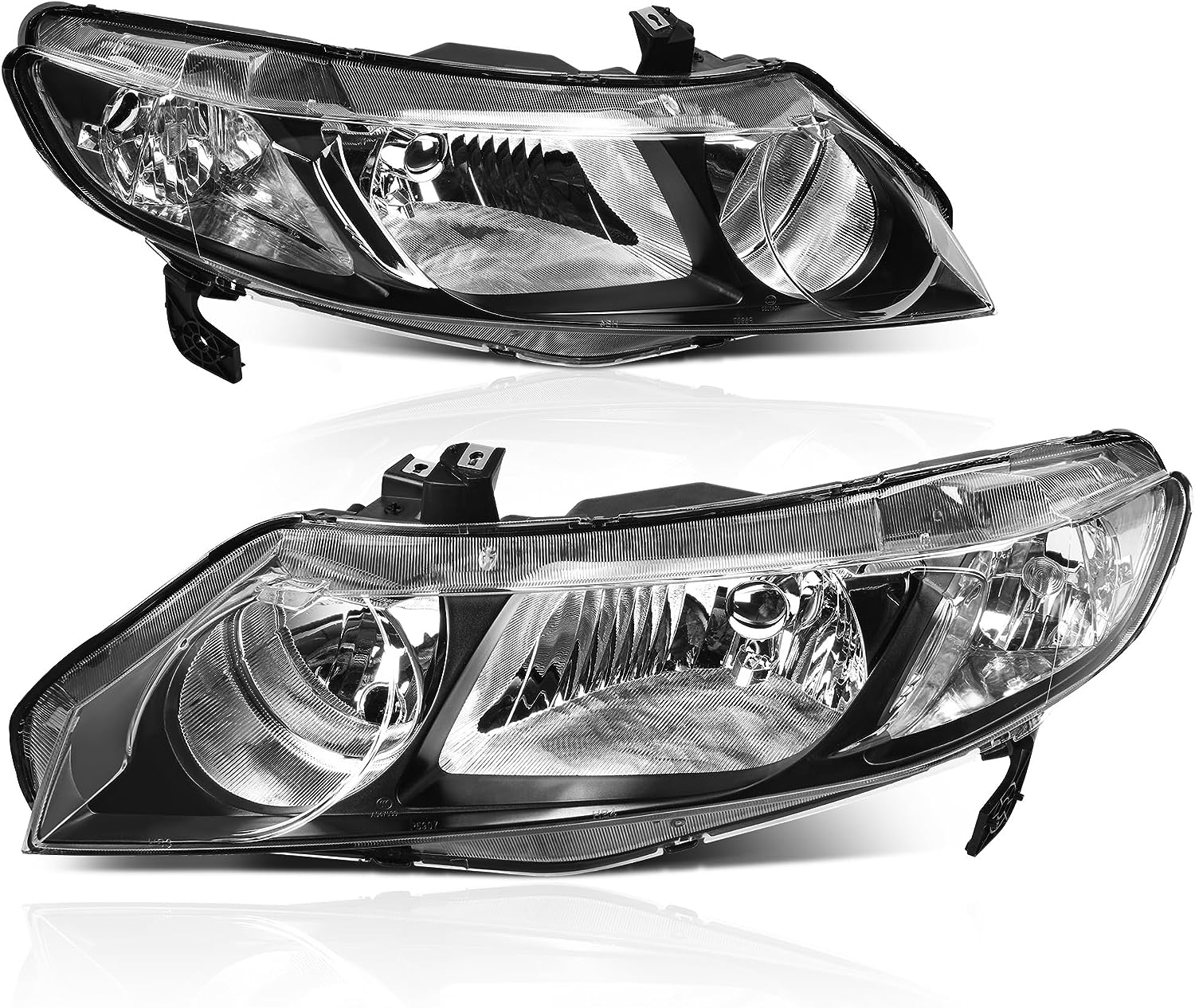 YITAMOTOR Front Headlights for 2006-2011 Honda Civic Sedan 4Dr Black Housing Smoke Lens