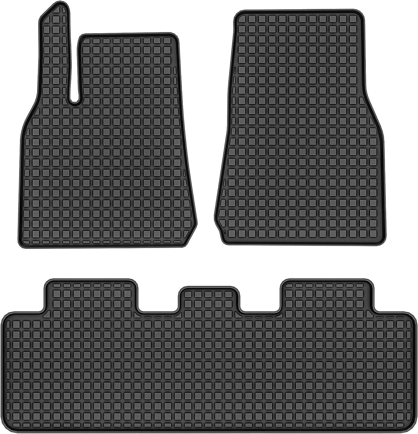 YITAMOTOR 2D Floor Mats For 2020-2024 Tesla Model Y 1st & 2nd Row All Weather Liners 3pcs