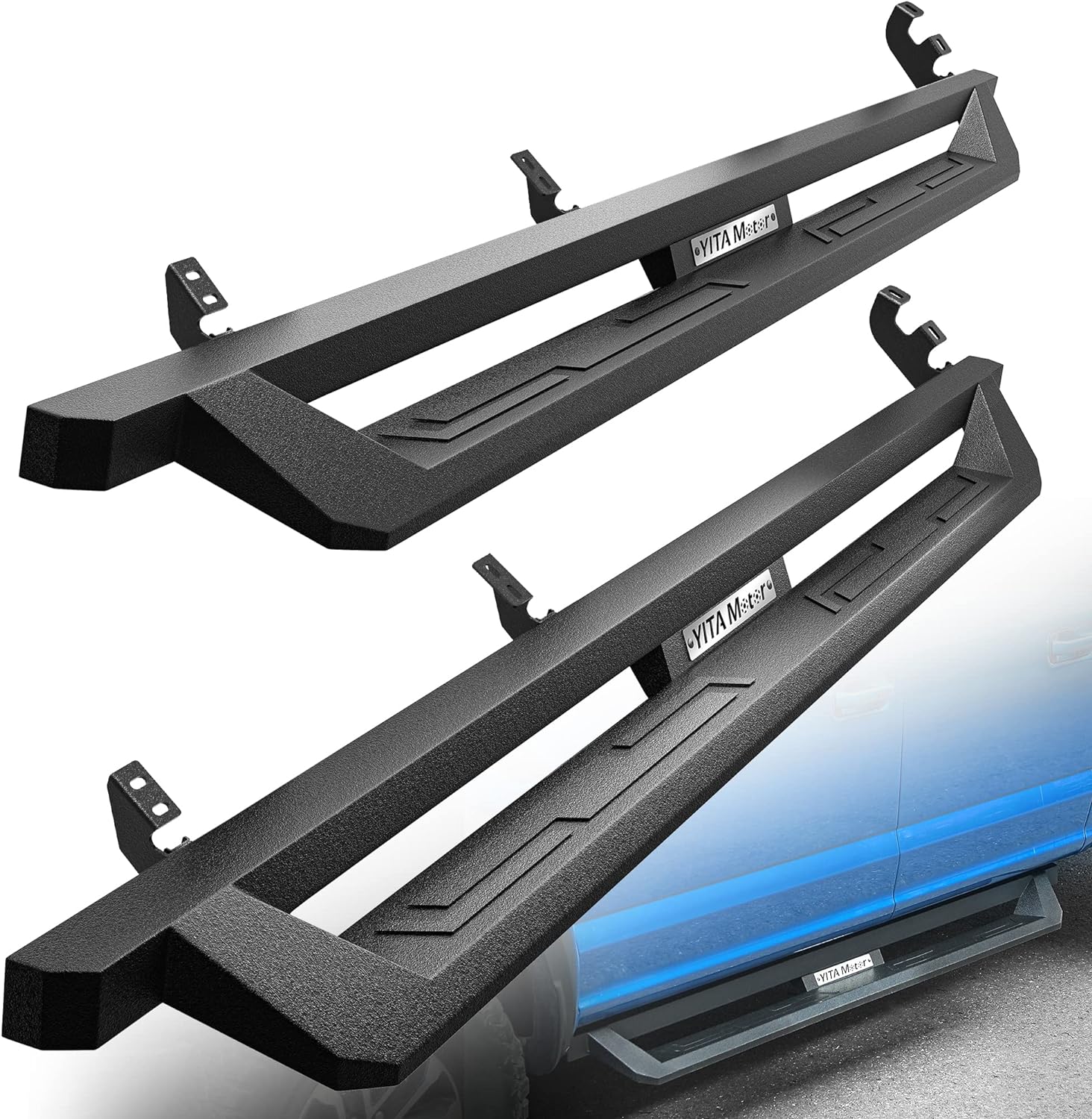 YITAMOTOR Running Boards Compatible with 2007-2021 Toyota Tundra CrewMax Cab, Off-Road Drop Side Steps, Black Powder Coated Nerf Bars