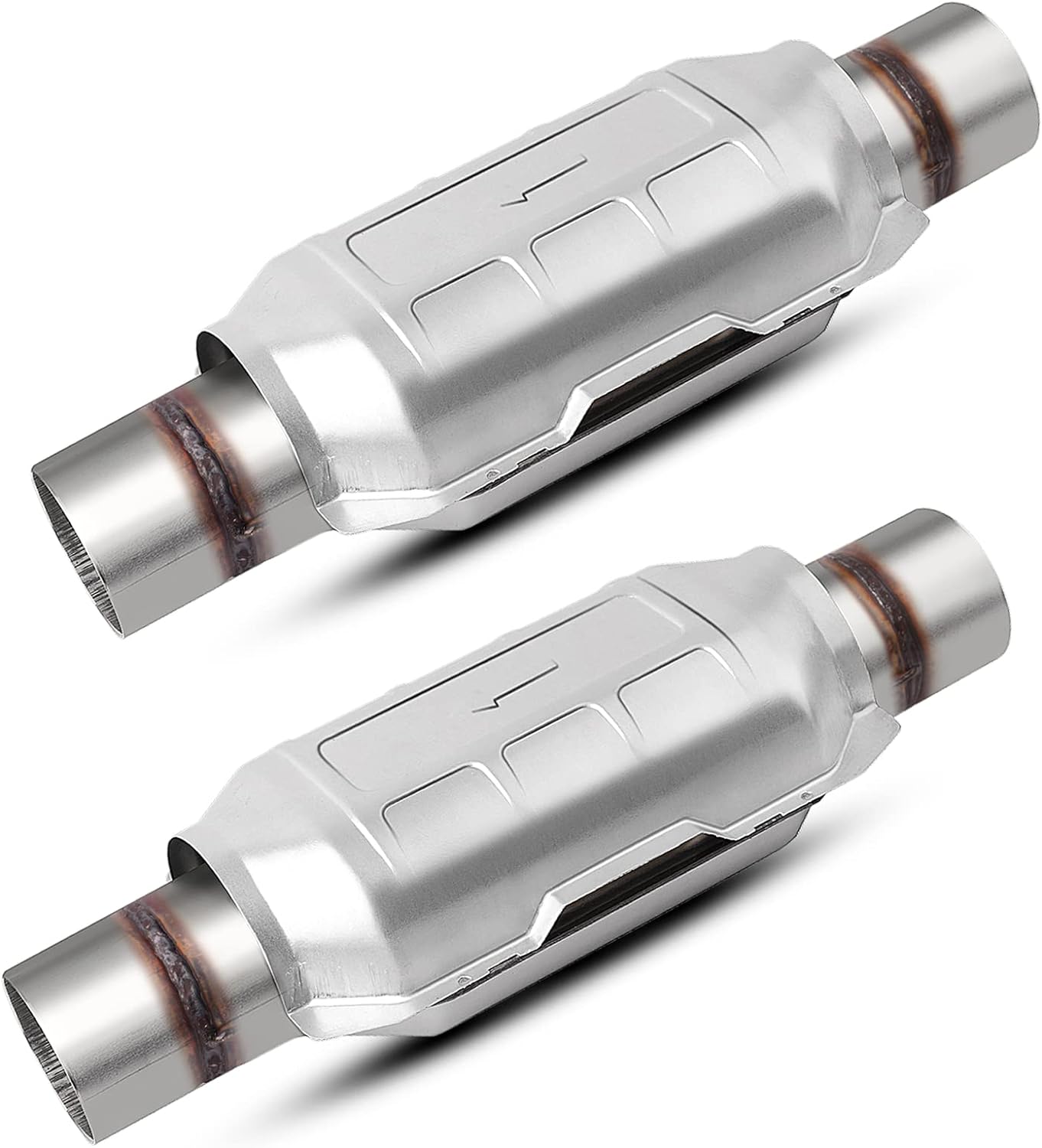 YITAMOTOR ATCC00042 2-Pack Universal Catalytic Converter, 2.5" Inlet/Outlet Catalytic Converter with Heat Shield, Stainless Steel Shell (EPA Compliant)