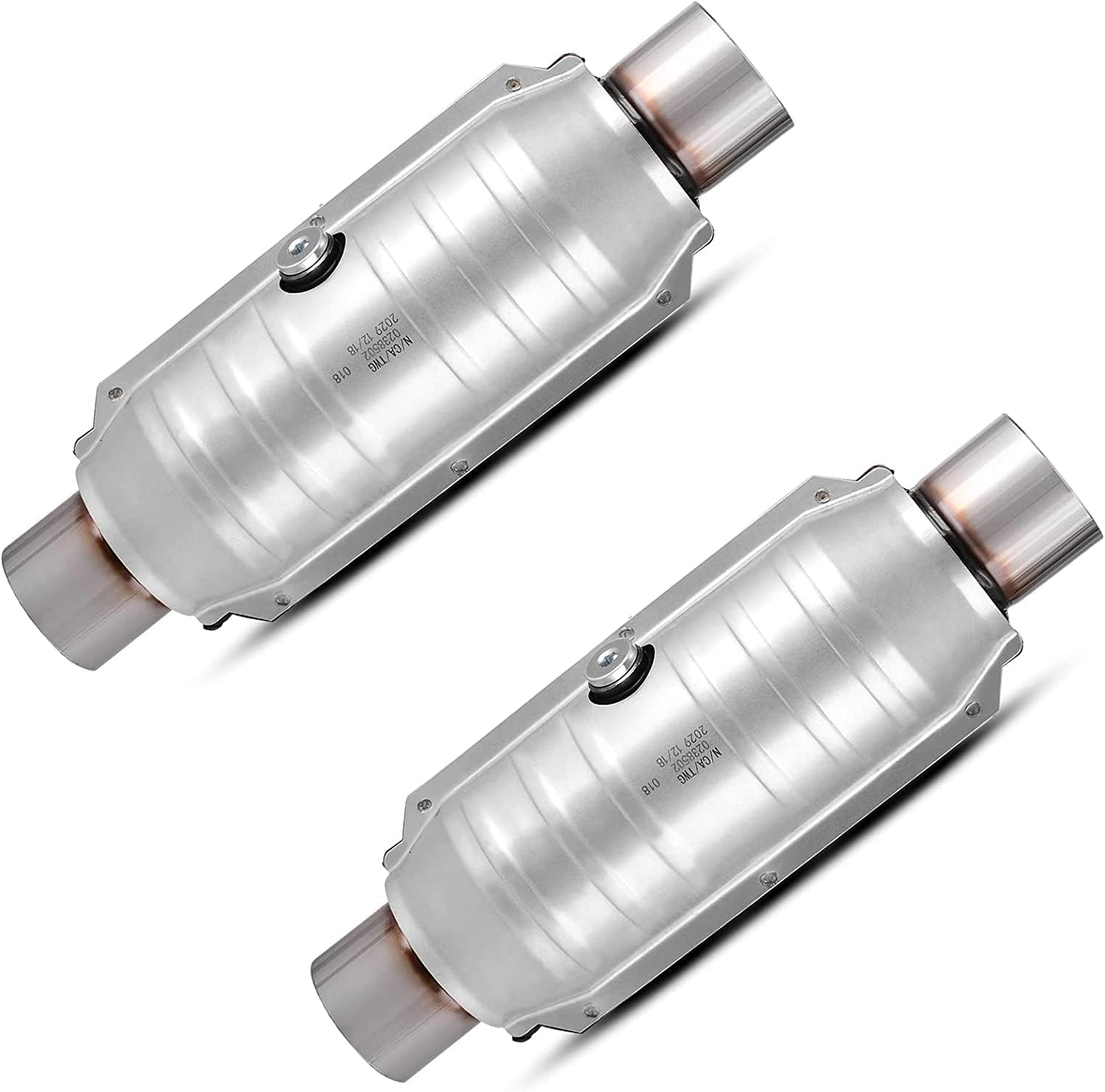 YITAMOTOR 2-Pack Universal Catalytic Converter, 2.5" Inlet/Outlet Catalytic Converter with Heat Shield, Stainless Steel Shell (EPA Compliant)