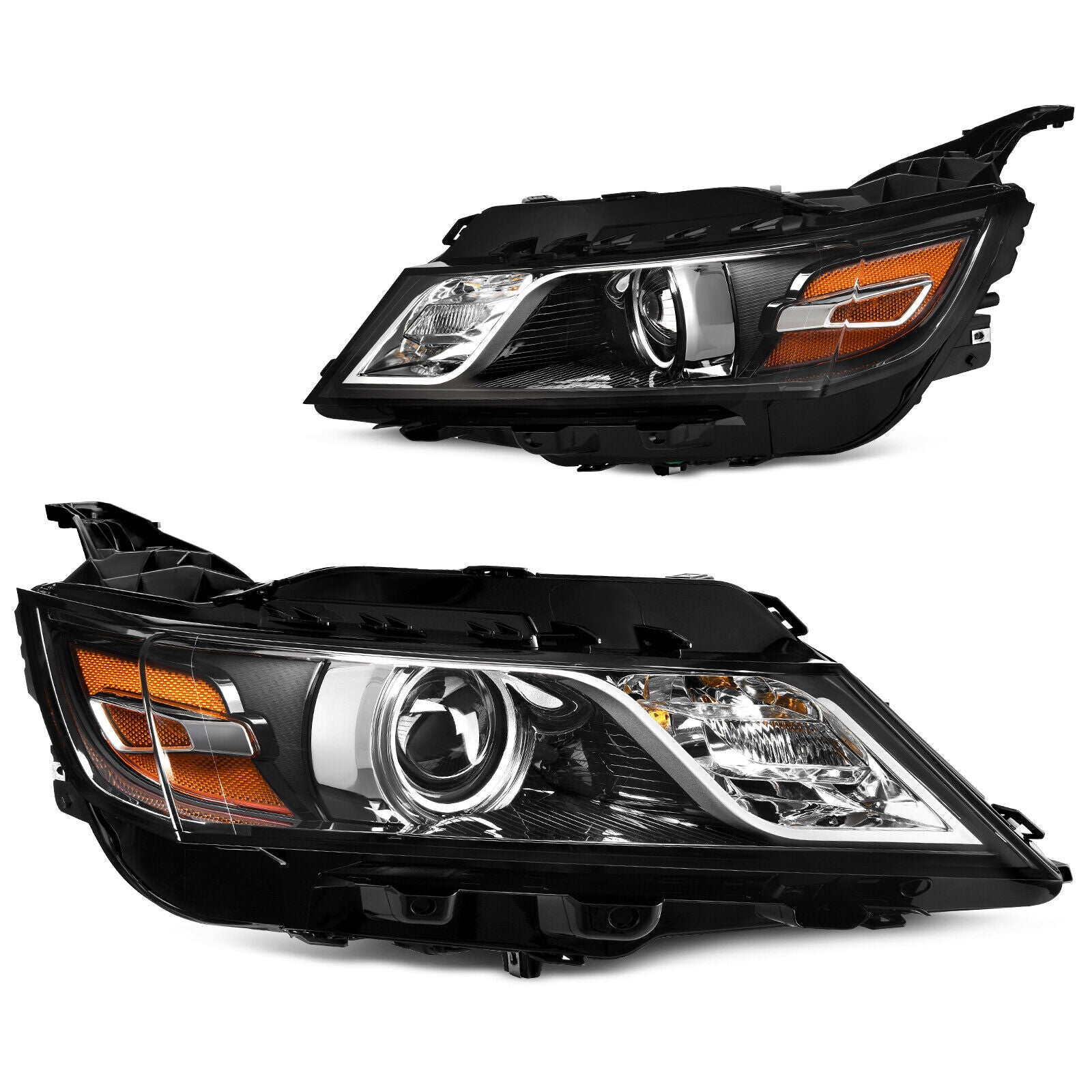 YITAMOTOR 2014-2020 Chevy Impala Black Housing Halogen Projector LH+RH Pair Headlights