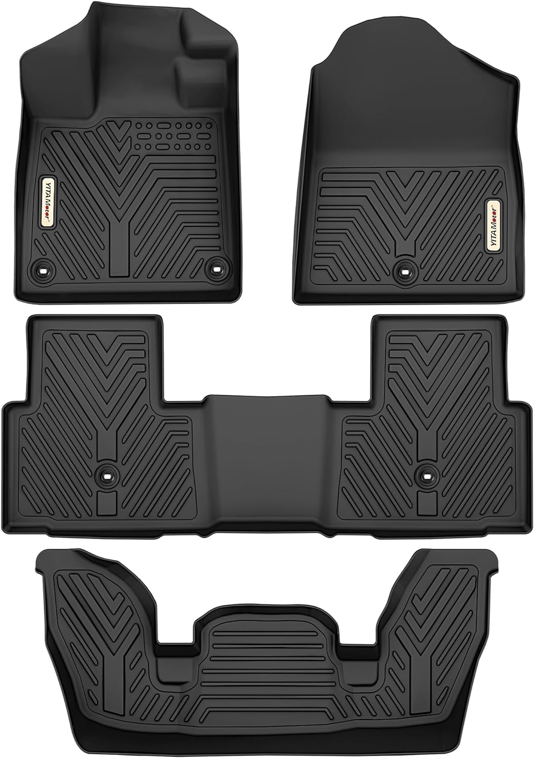 YITAMOTOR Floor Mats 3 Row Liner Set for 2023-2025 Honda Pilot, Custom Fit Black Floor Liners, 1st, 2nd and 3rd Row All-Weather Protection