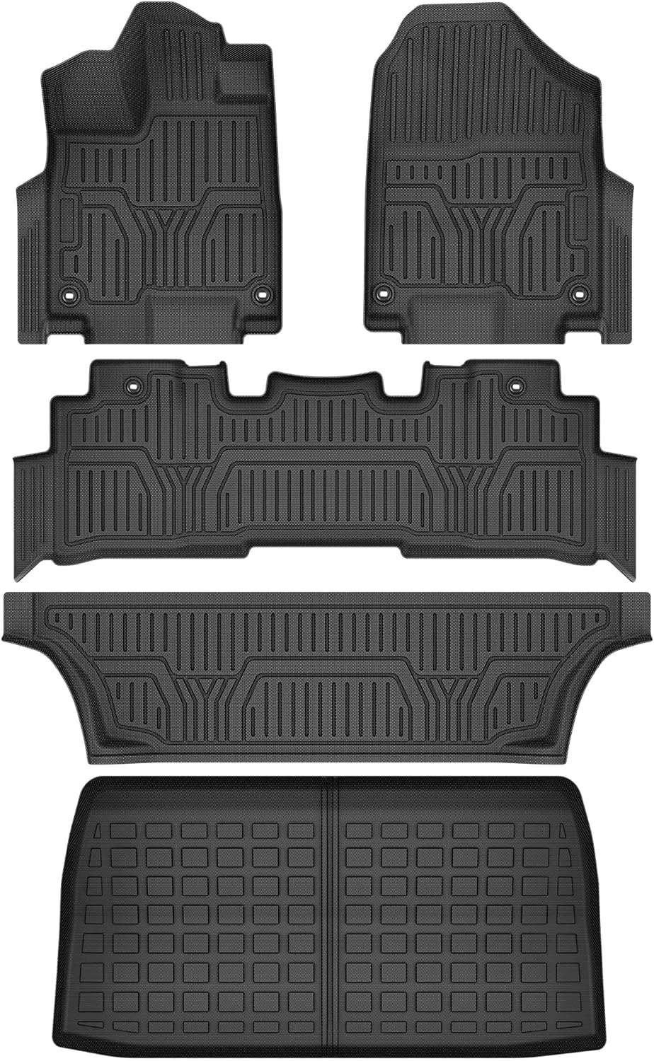 YITAMOTOR Floor Mats and Cargo Liner Fit for 2018-2024 Honda Odyssey, TPE All Weather Custom Fit Honda Odyssey Floor Liner and Cargo Mats, 1st 2nd and 3rd Rows Car Mats and Trunk Liner Black