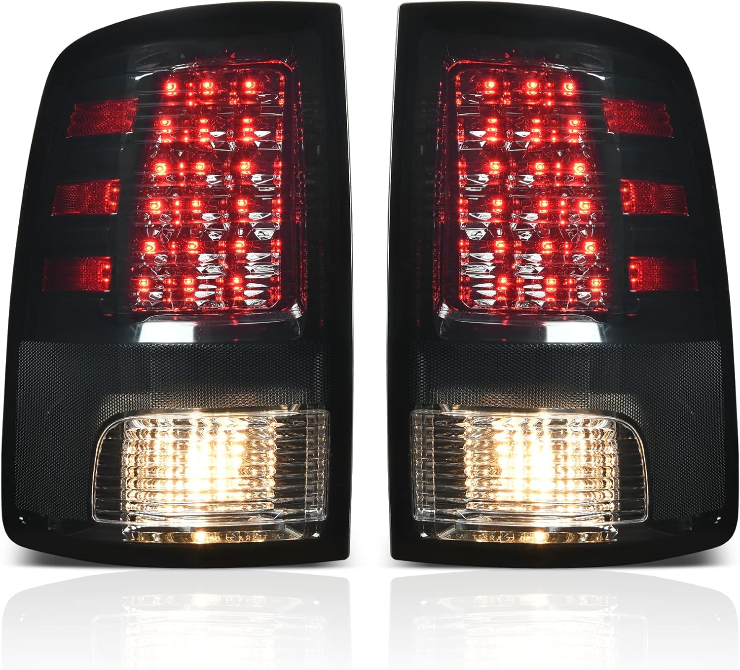 YITAMOTOR Tail Lights Compatible with 2009-2018 Dodge Ram 1500, 2010-2018 Dodge Ram 2500 3500, 19-22 Ram 1500 Classic Black Smoked Lens Replacement LED Brake Tail Lamps Taillights Assembly