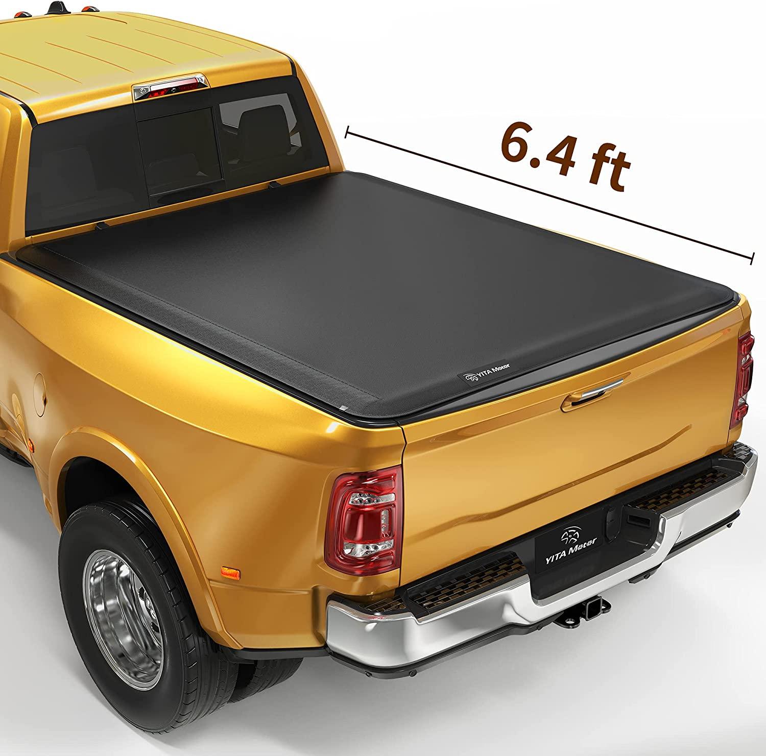 YITAMOTOR 2002-2018 Dodge Ram 1500 (19-24 Classic ONLY) 6.4ft Fleetside Soft Roll Up Truck Bed Tonneau Cover Without RamBox