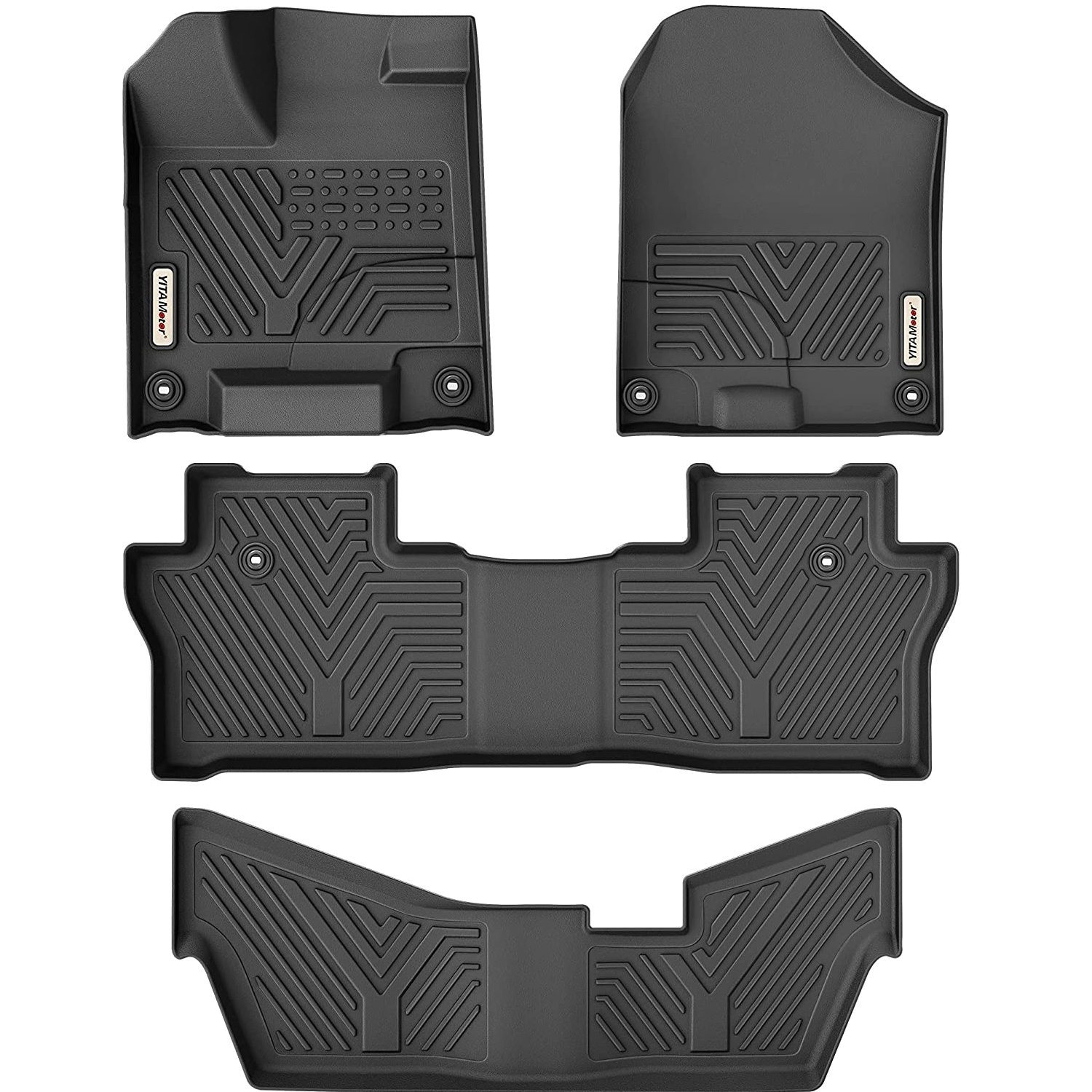 YITAMOTOR 2016-2022 Honda Pilot 8 Passenger Model (No Elite Models), Front 1st & 2nd 3rd Seat Floor Liner Set