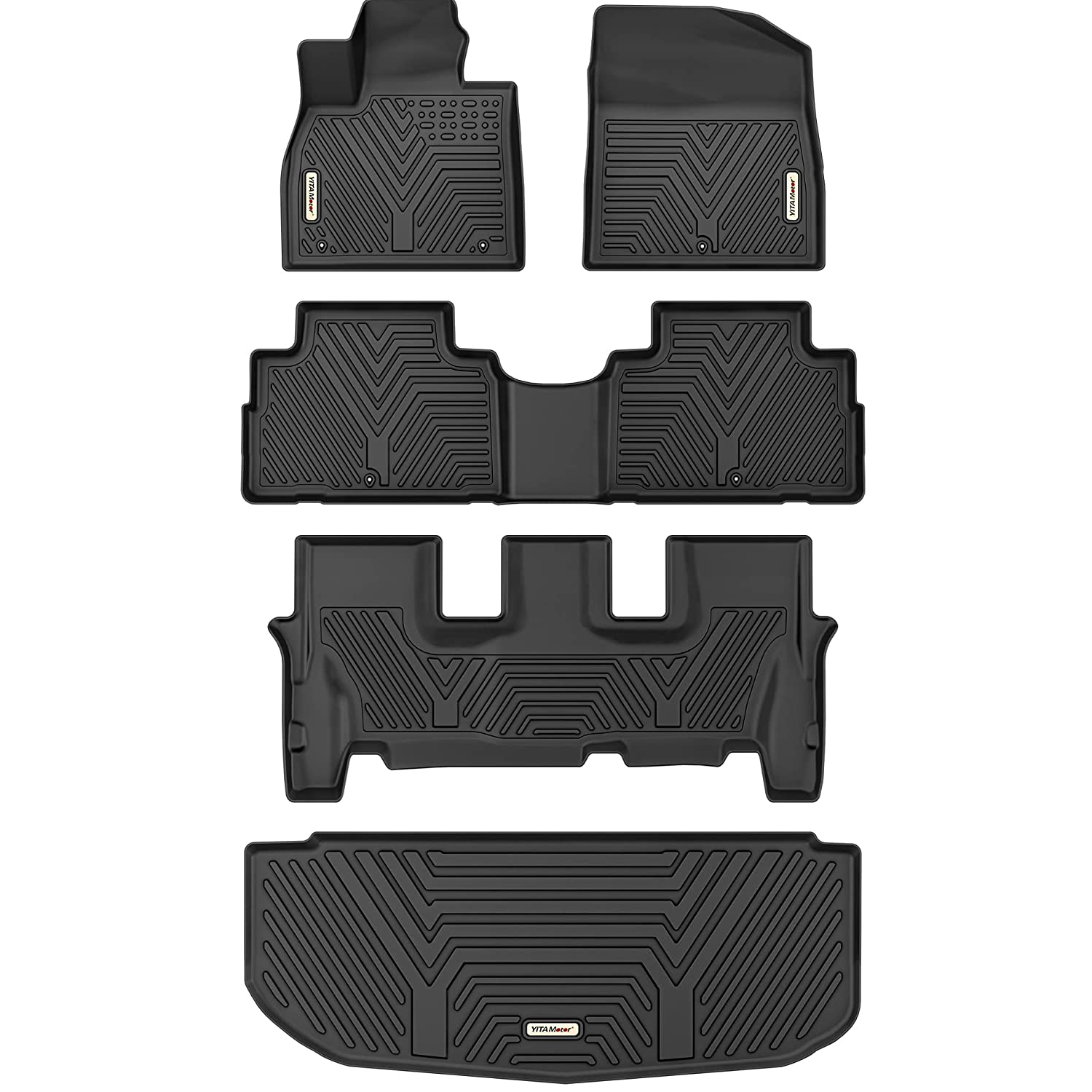 YITAMOTOR Floor Mats 3 Rows & Cargo Trunk Liner Compatible with 2020-2024 Hyundai Palisade (Fits Bench Seats), Black Custom Fits Car Floor Mats Automotive Liners Sets