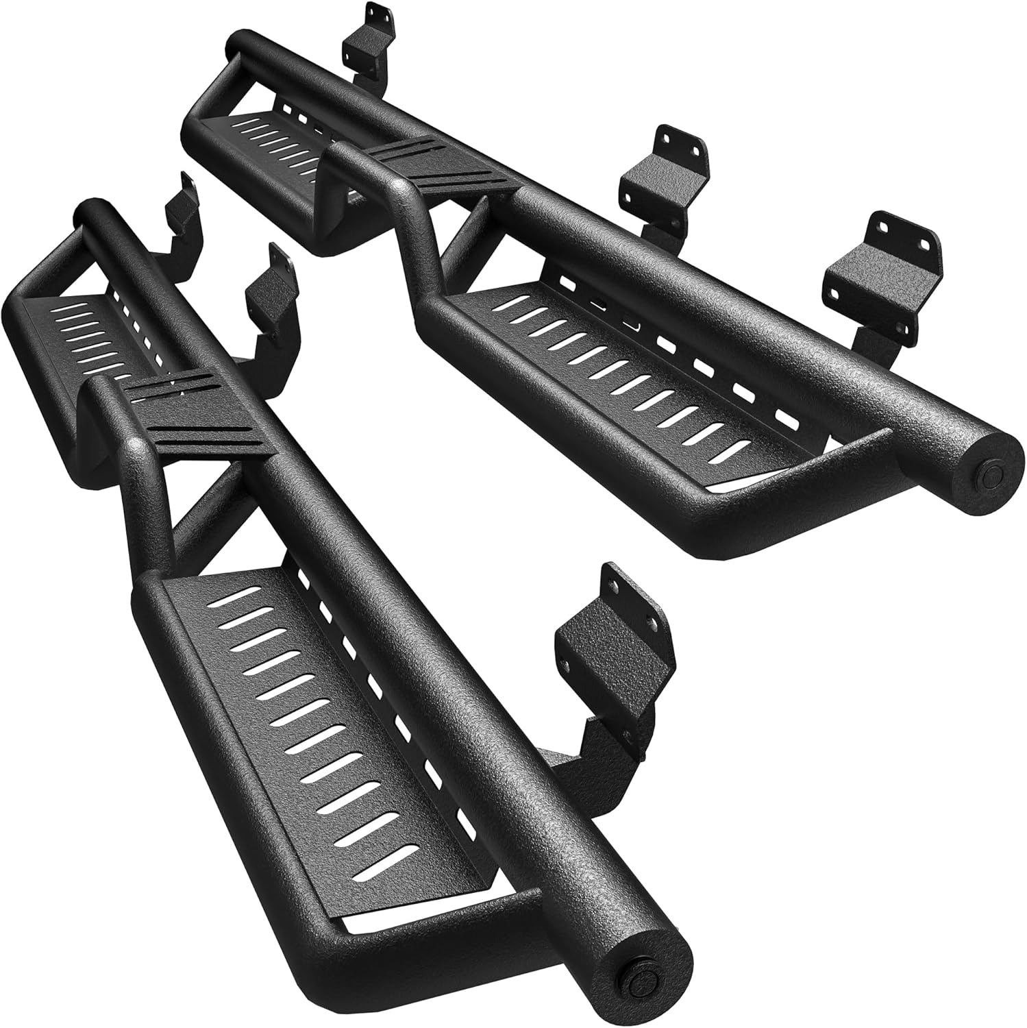 YITAMOTOR Running Boards & Side Steps Compatible with 2015-2024 Ford F150, 2017-2024 F250 F350 Super Duty Supercrew Cab, Black Powder Coated Nerf Bars, Two-Stair for Roof Operation