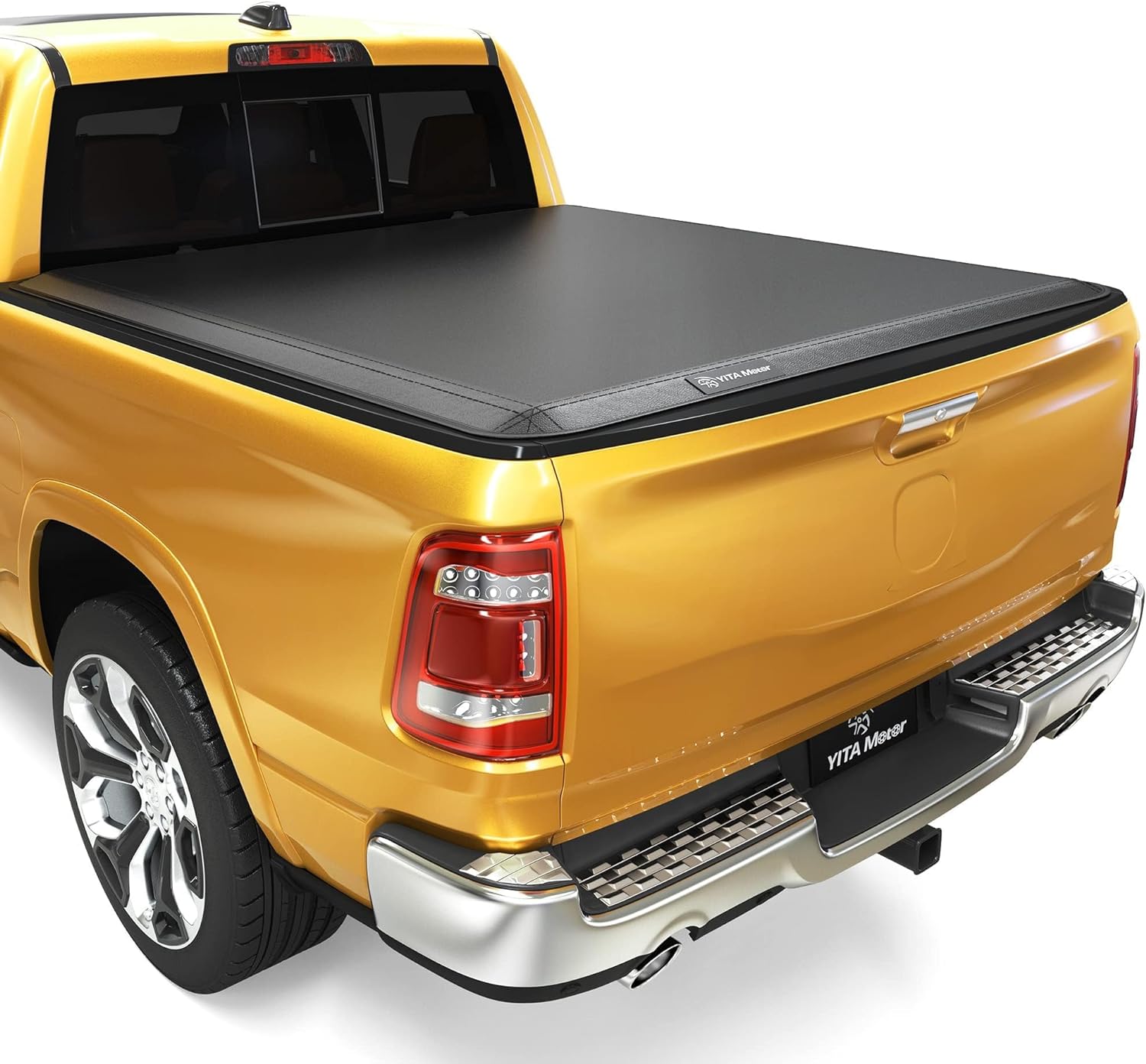 YITAMOTOR Soft Tri-fold Truck Bed Tonneau Cover Compatible with 2009-2023 Dodge Ram 1500, Fleetside 8 ft Bed w/o Rambox