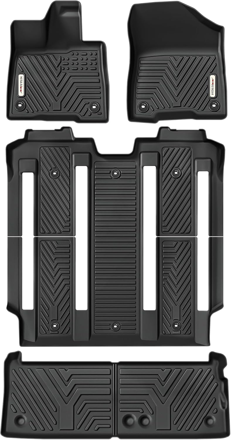 YITAMOTOR Floor Mats & Cargo Liner Fit for Toyota Sienna 2021-2024 (Only for 7 Seat without Spare Tire), TPE All Weather Car Liners 1st, 2nd and 3rd Row and Trunk without Spare Tire, Black