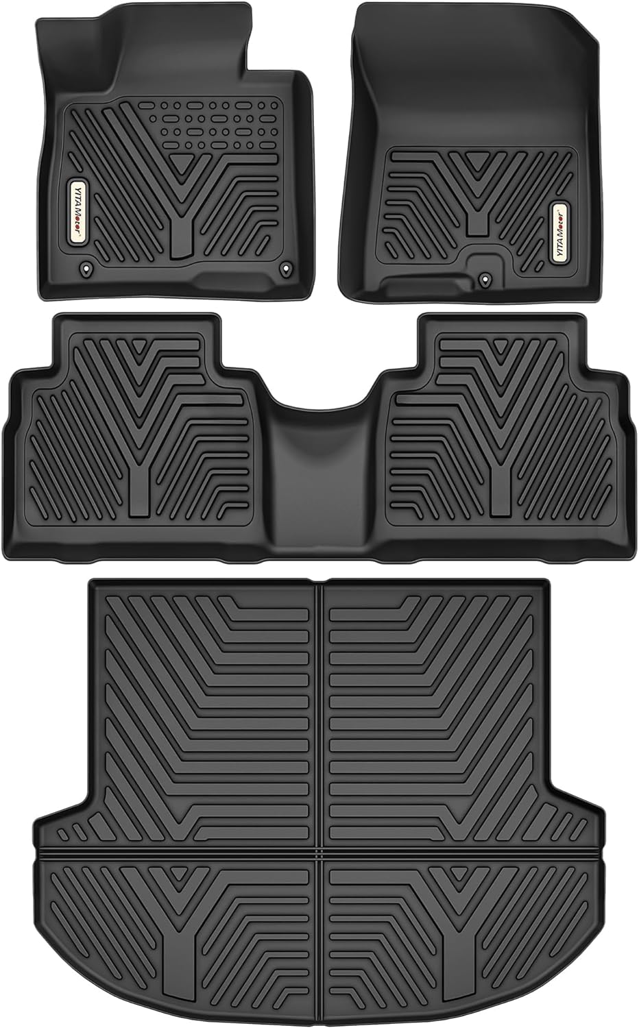 YITAMOTOR Floor Mats Fit for 2021-2023 Hyundai Santa Fe Includes 2 Rows and Cargo Liner Set,TPE All-Weather Floor Mat Set Liners, Black