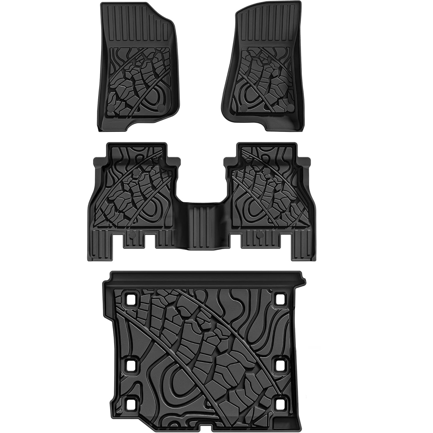 YITAMOTOR Floor Mats & Cargo Mats for 2018-2024 Jeep Wrangler JL Unlimited 4-Door with Subwoofer (Non JK or 4XE), TPE All-Weather Front Rear Row Floor Liners Cargo Liners Car Mats Full Set, Black