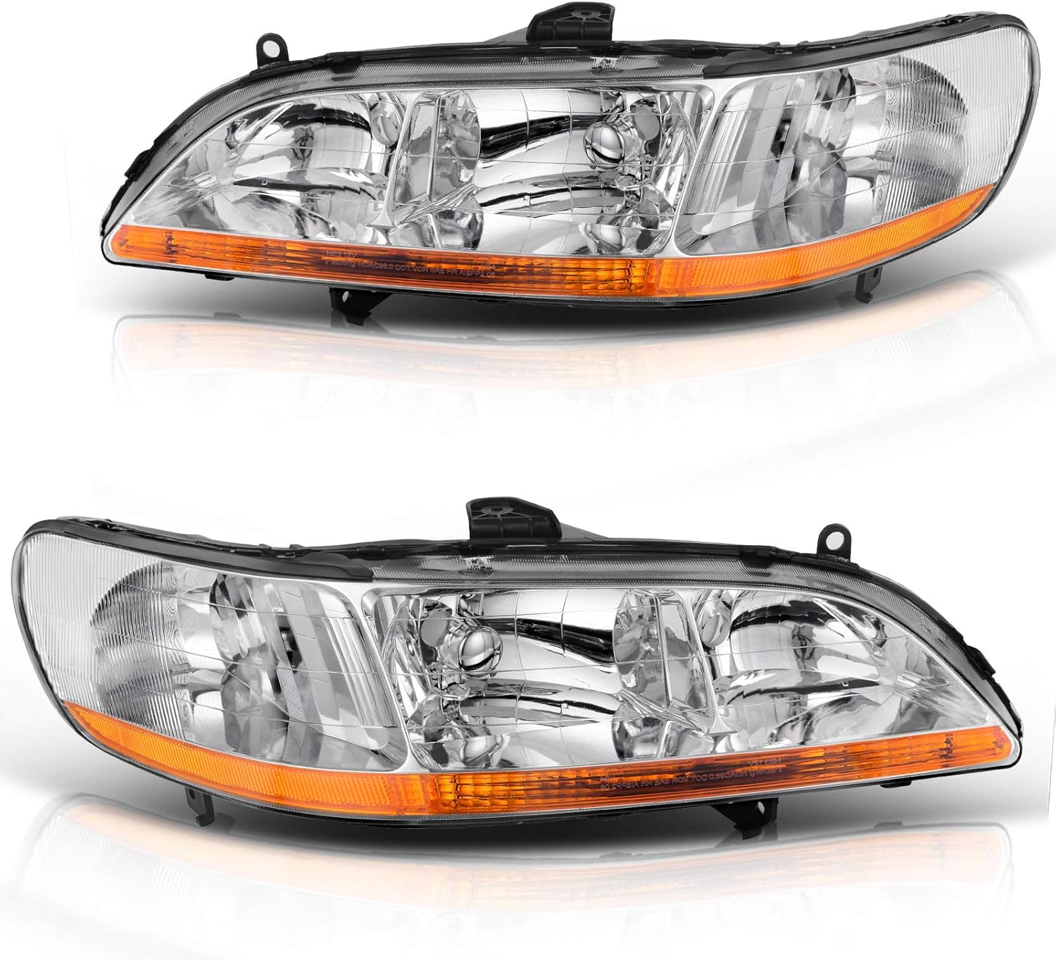 YITAMOTOR Headlights Assembly Compatible with 1998-2002 Honda Accord Chrome Housing Headlamp